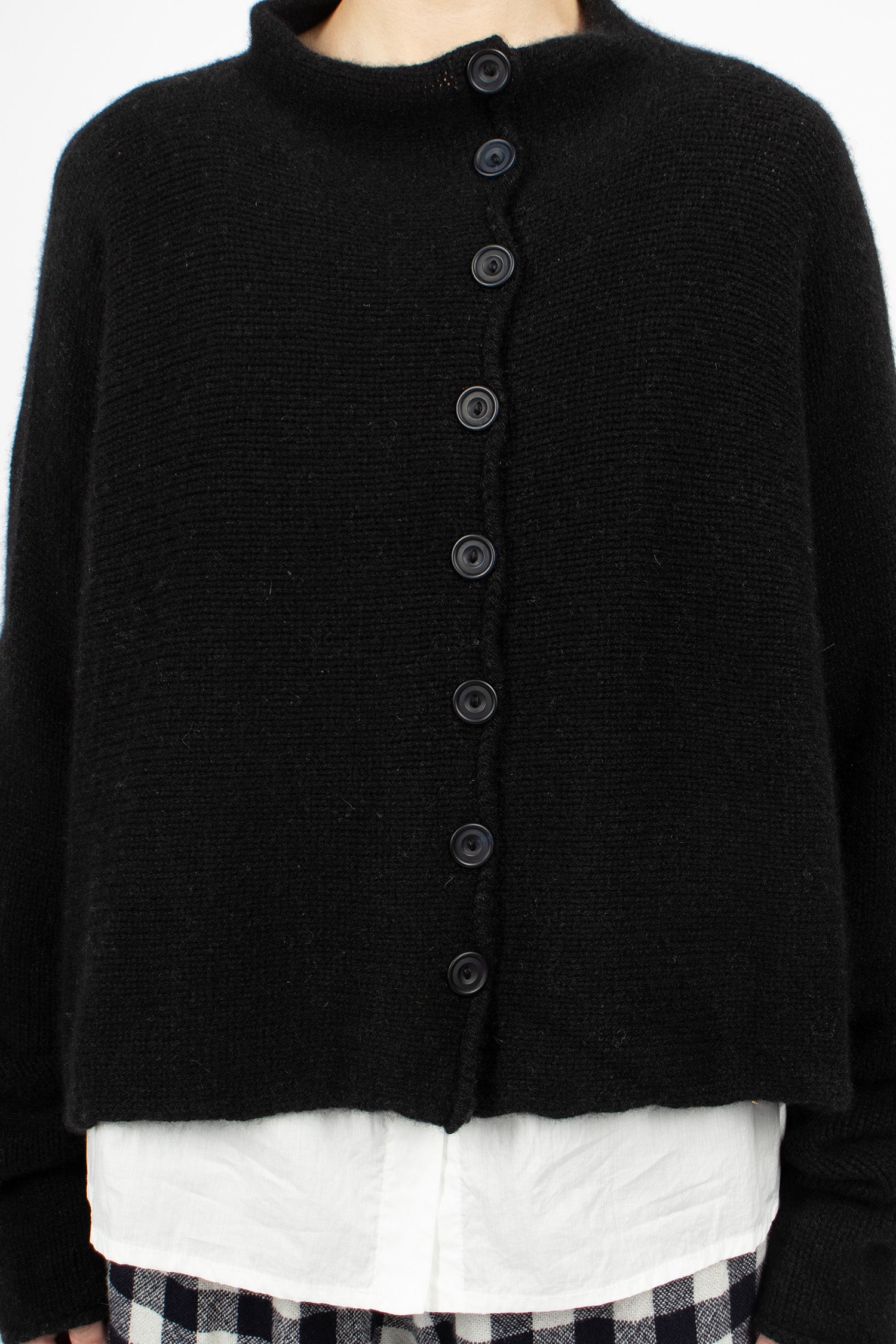 Elder Cashmere Cardigan Black Coarsehair