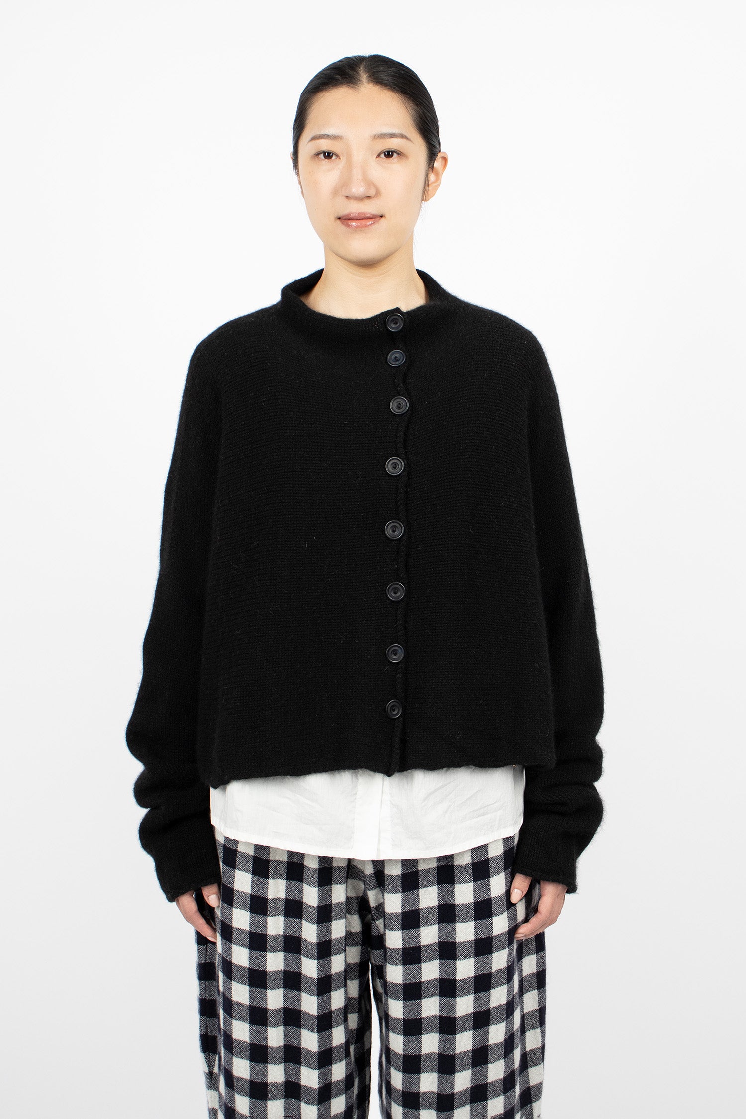 Elder Cashmere Cardigan Black Coarsehair