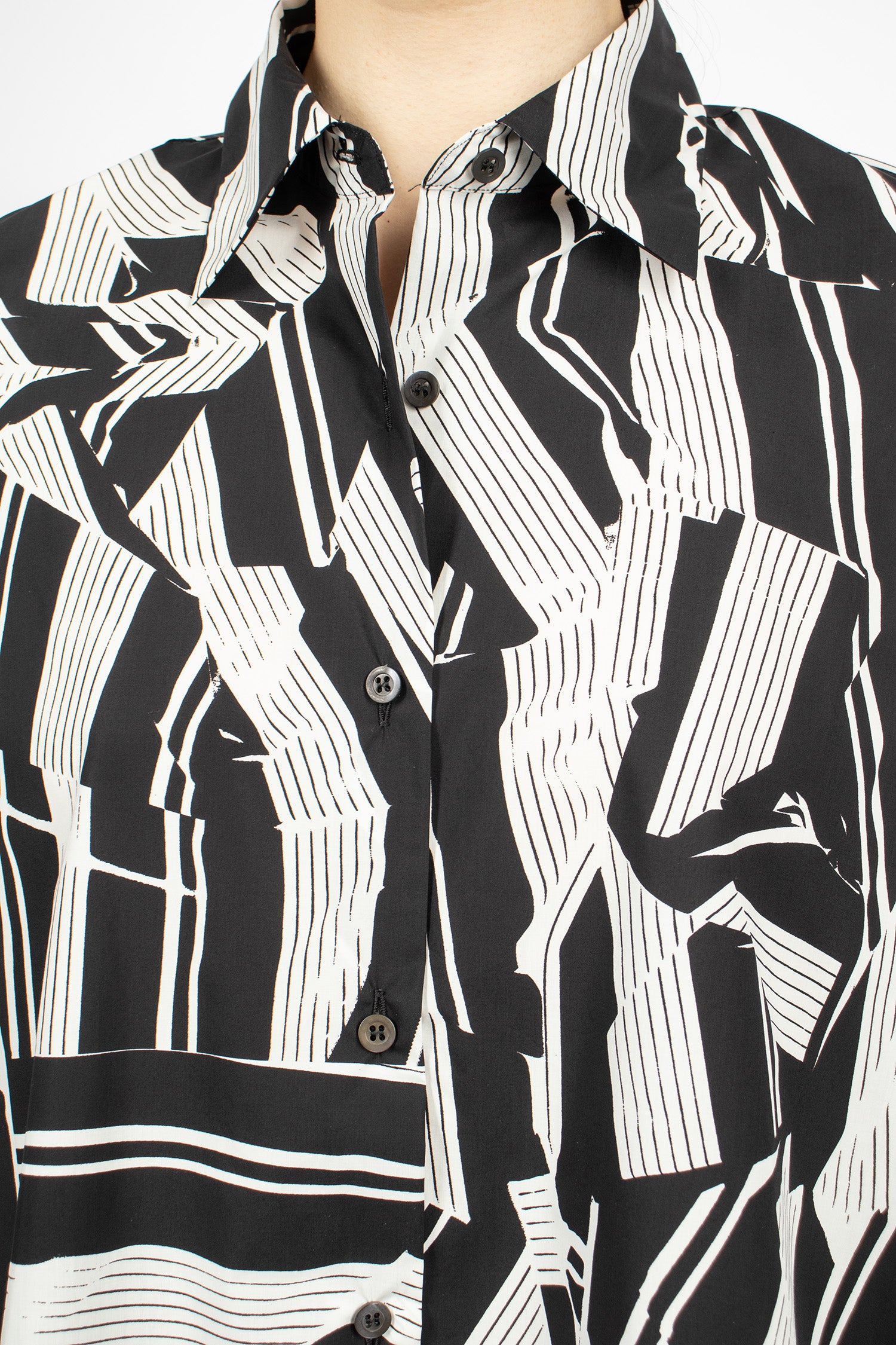 Oversized Cocoon Shirt Black/White Stripe