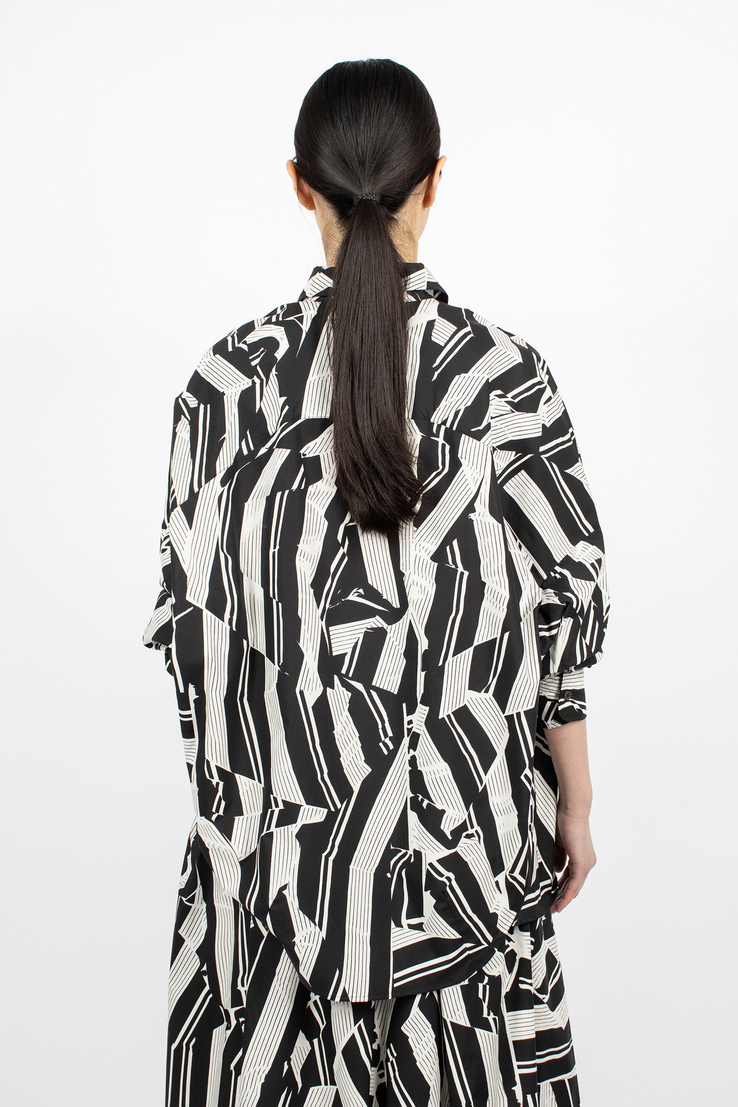 Oversized Cocoon Shirt Black/White Stripe