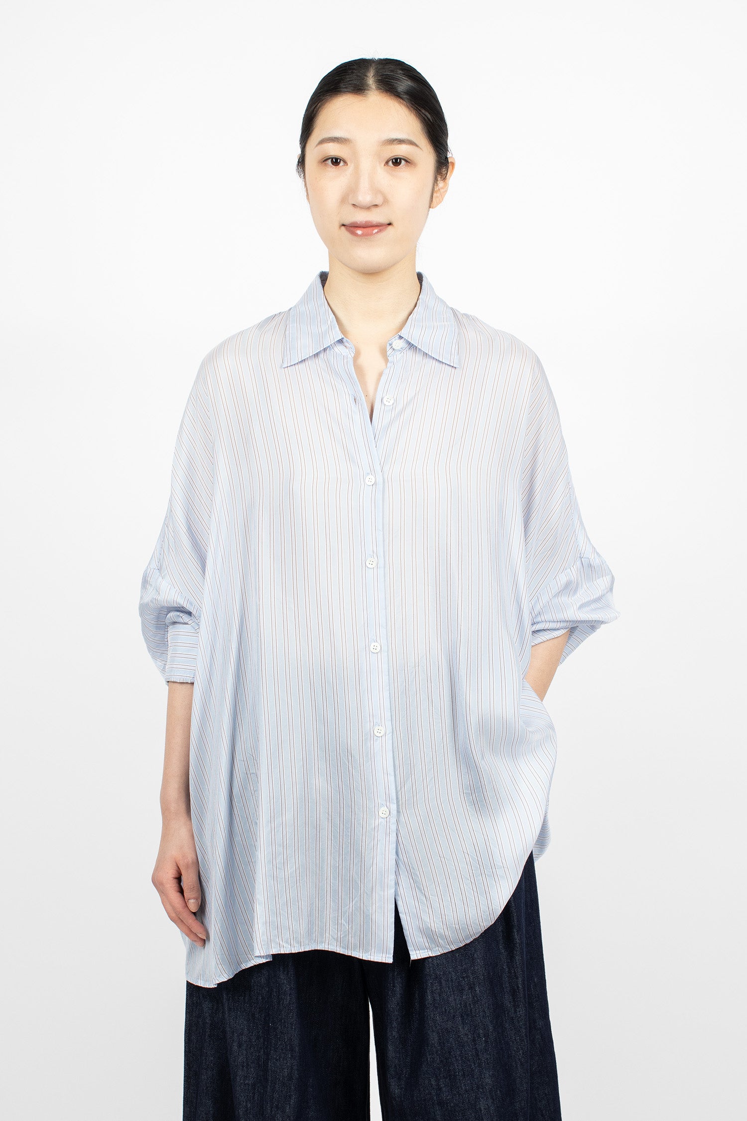 Oversized Cocoon Shirt Light Blue