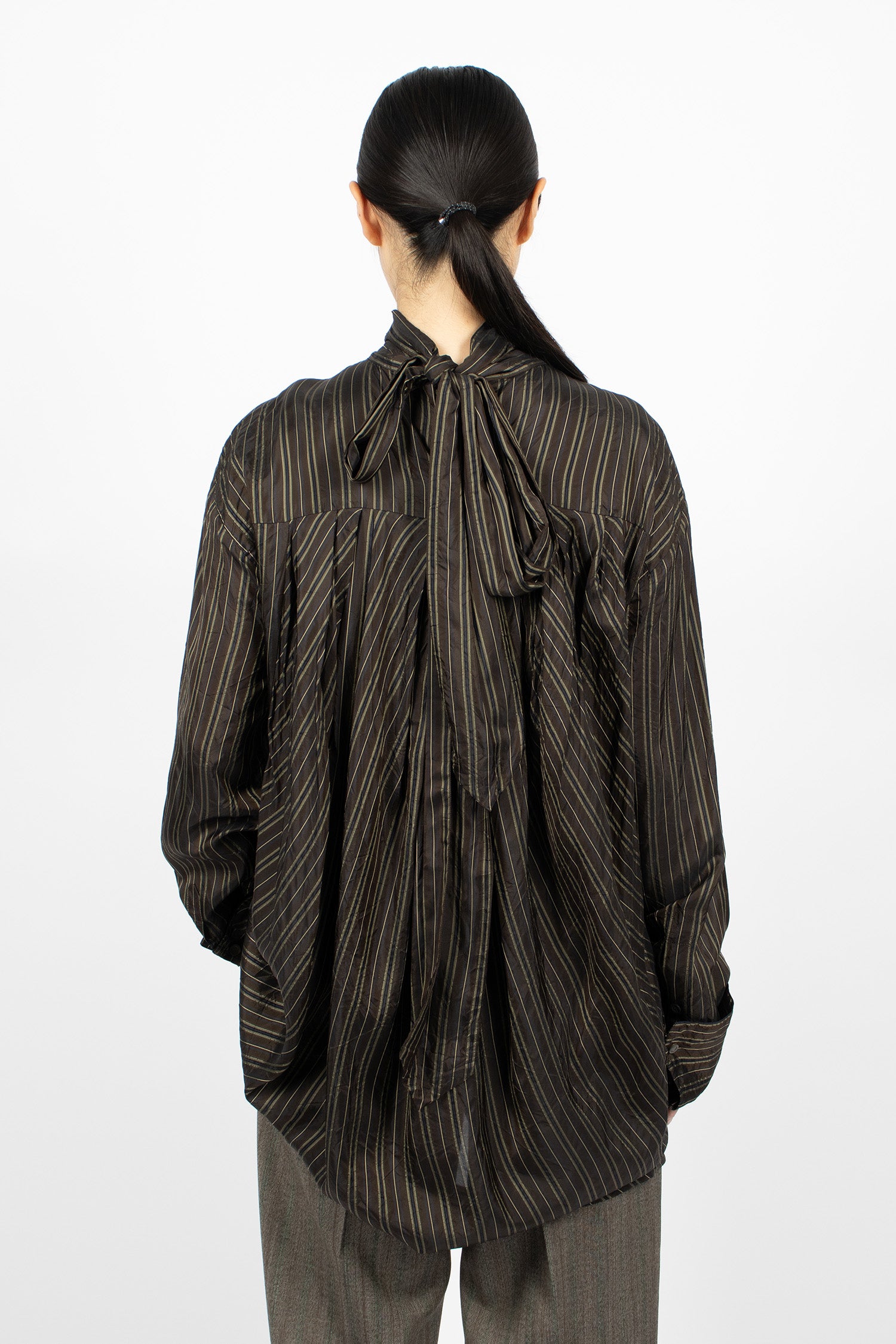 Loose Fit Cupro Blouse Brown