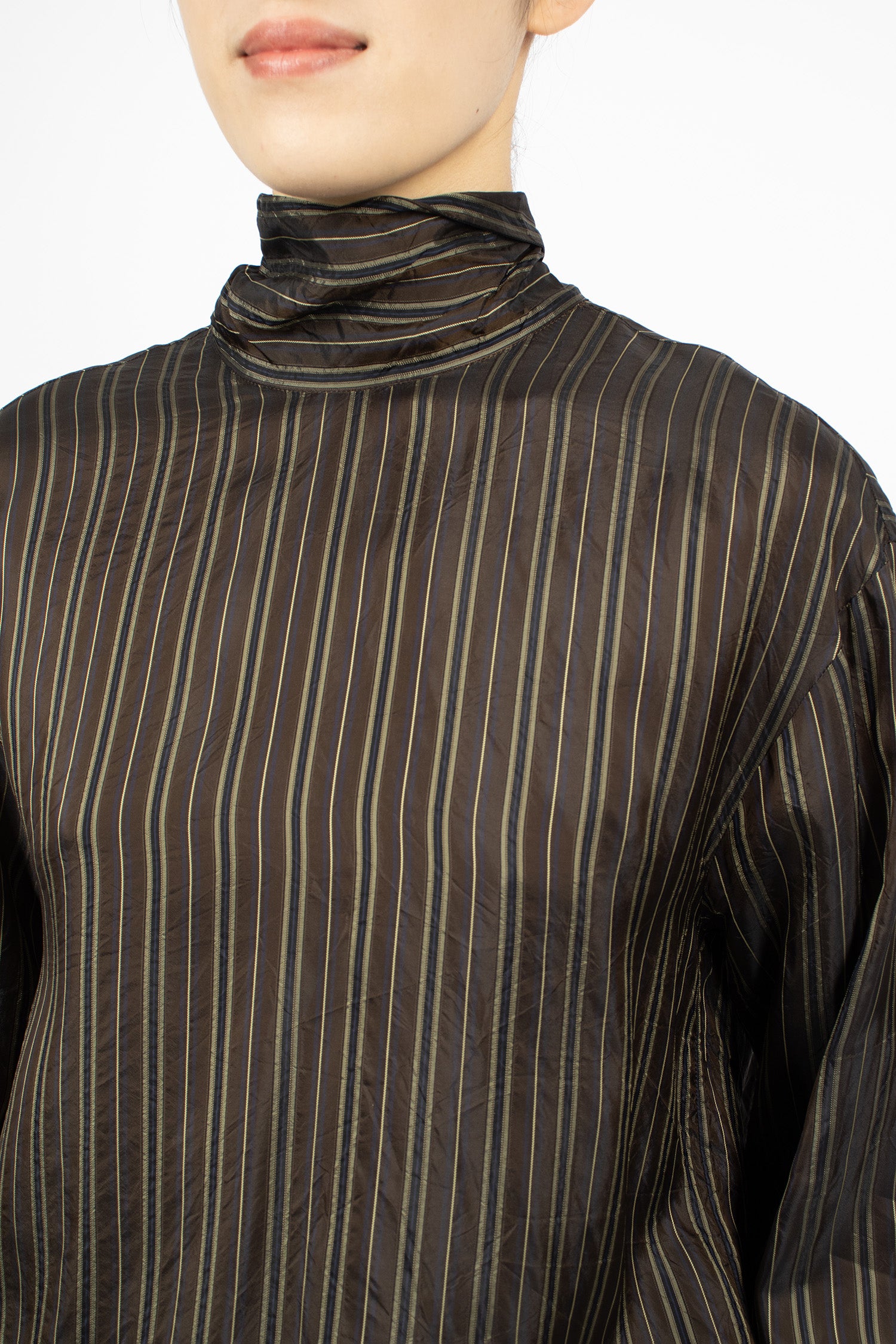 Loose Fit Cupro Blouse Brown