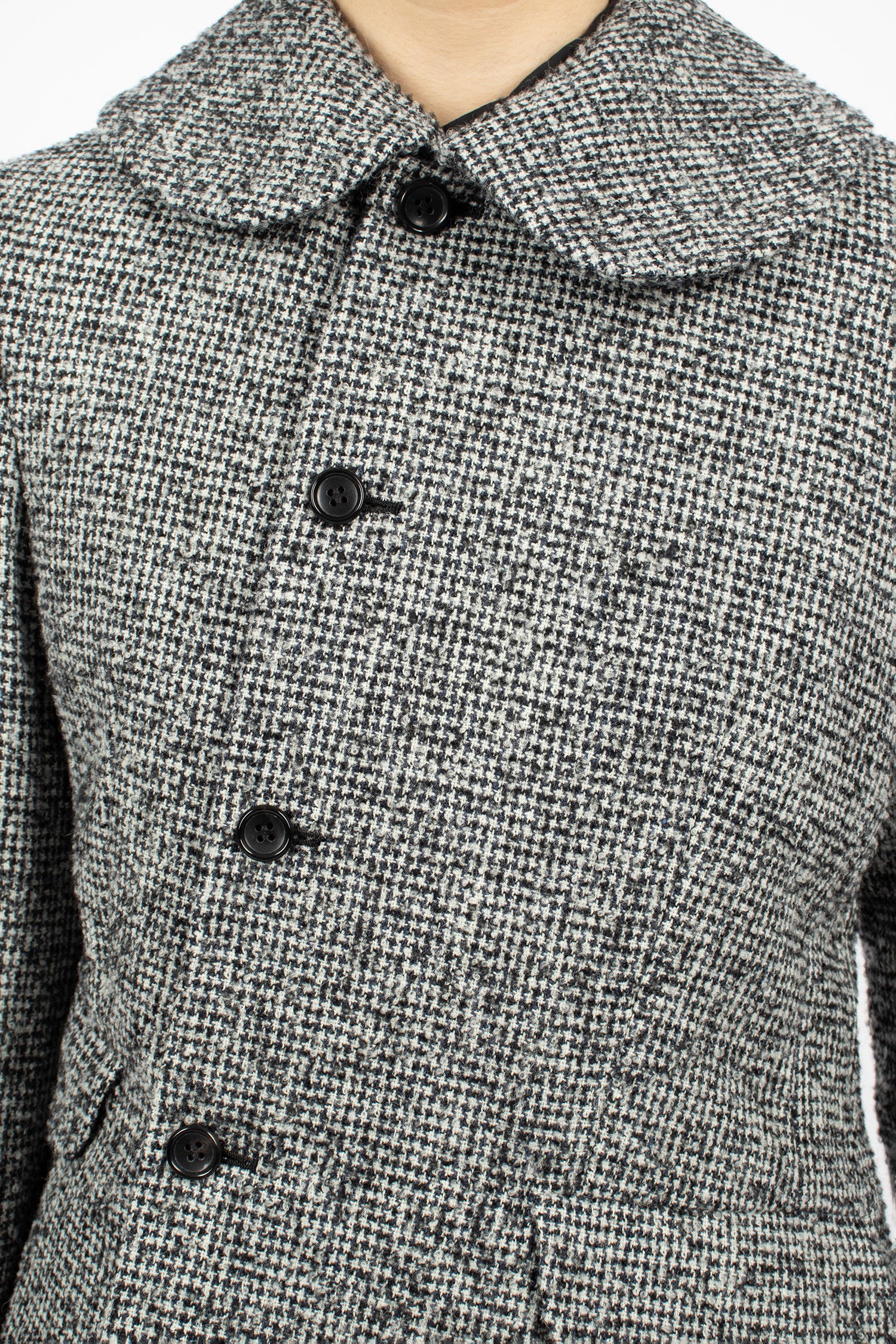 Asymmetric Wool Houndstooth Jacket Black/Ecru