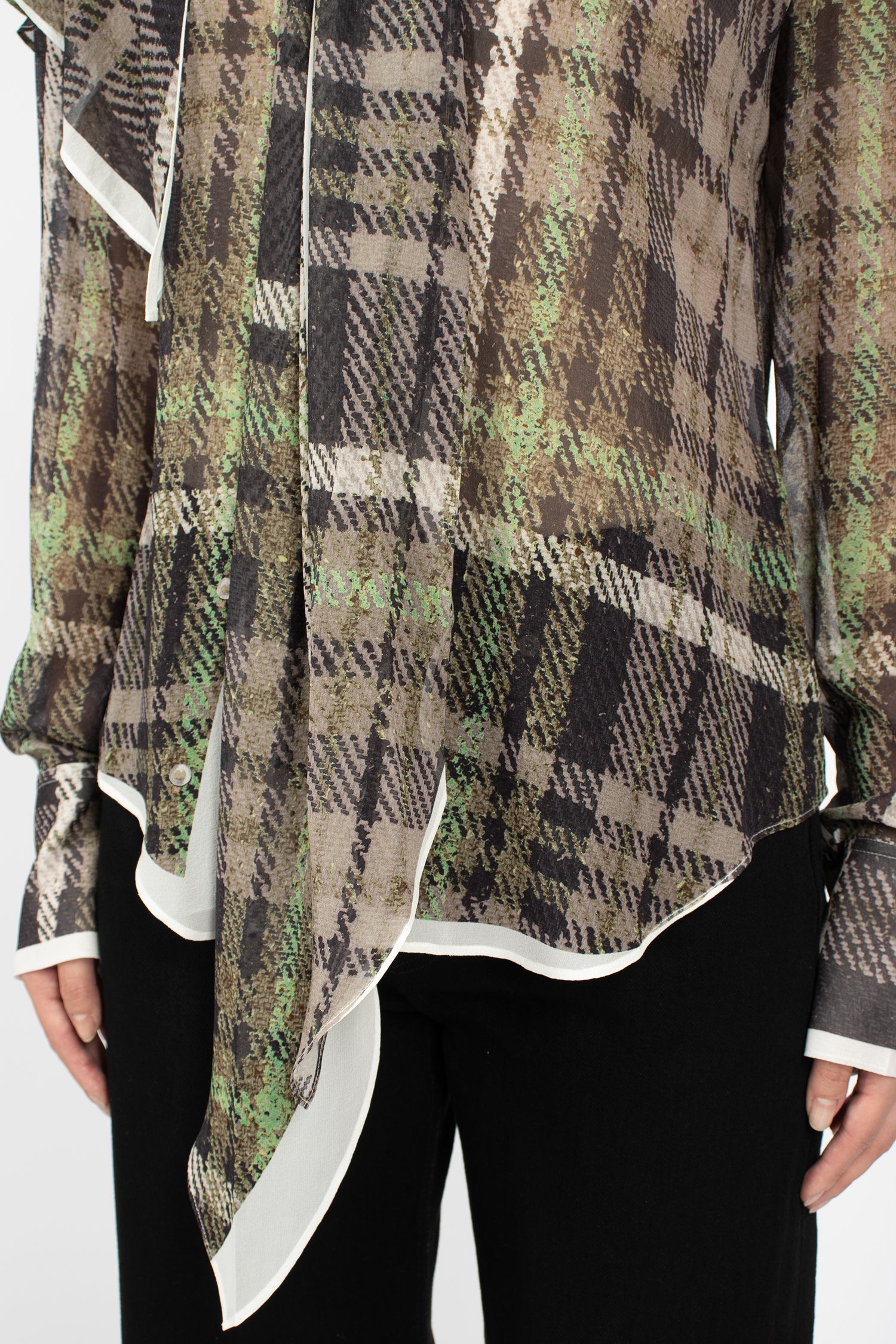 Printed Silk Blouse Green/Grey