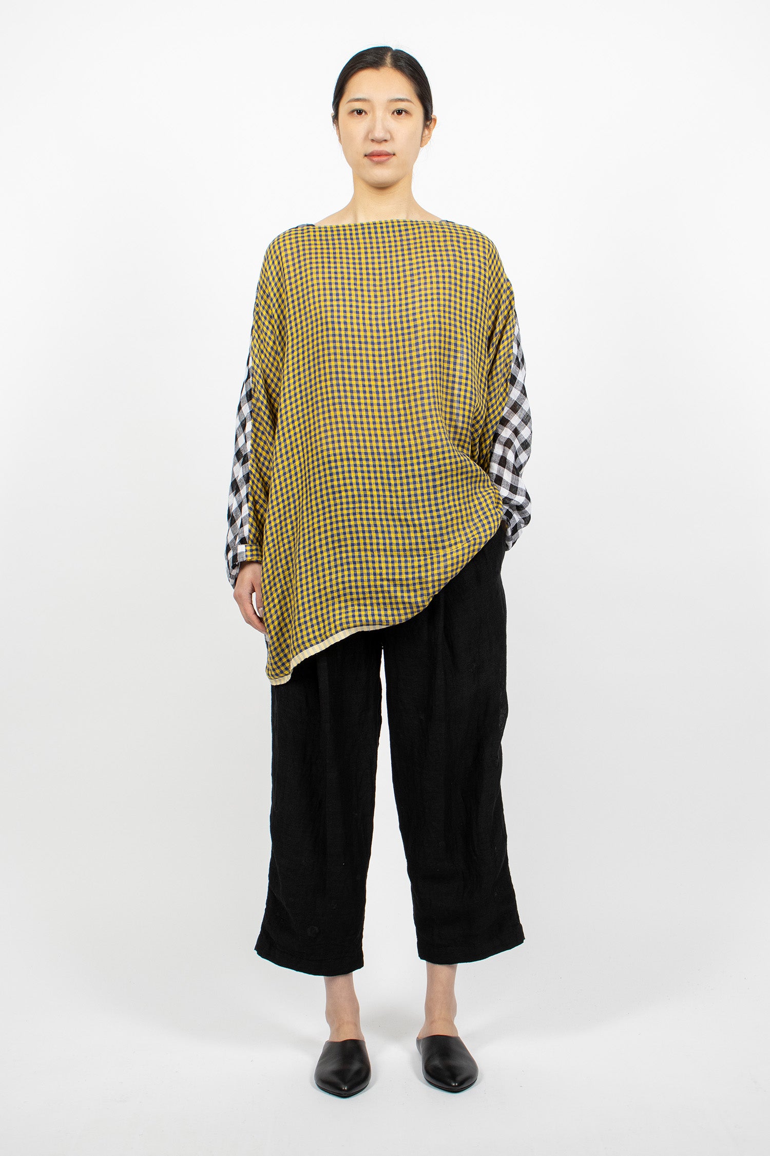 Two Tone Boatneck Tunic Check
