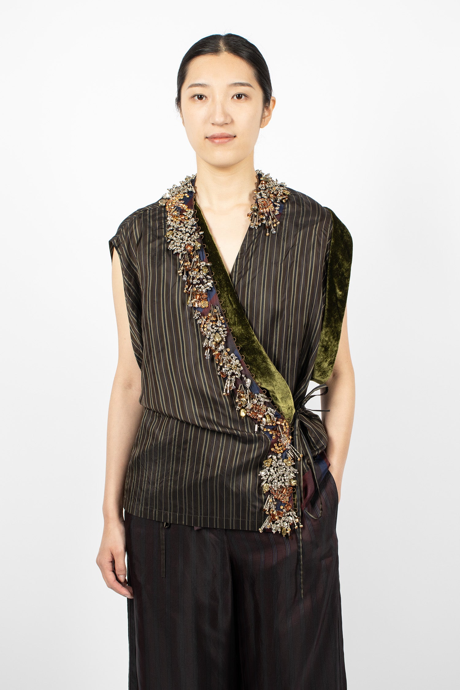Asymmetrical Wrap Shirt Brown