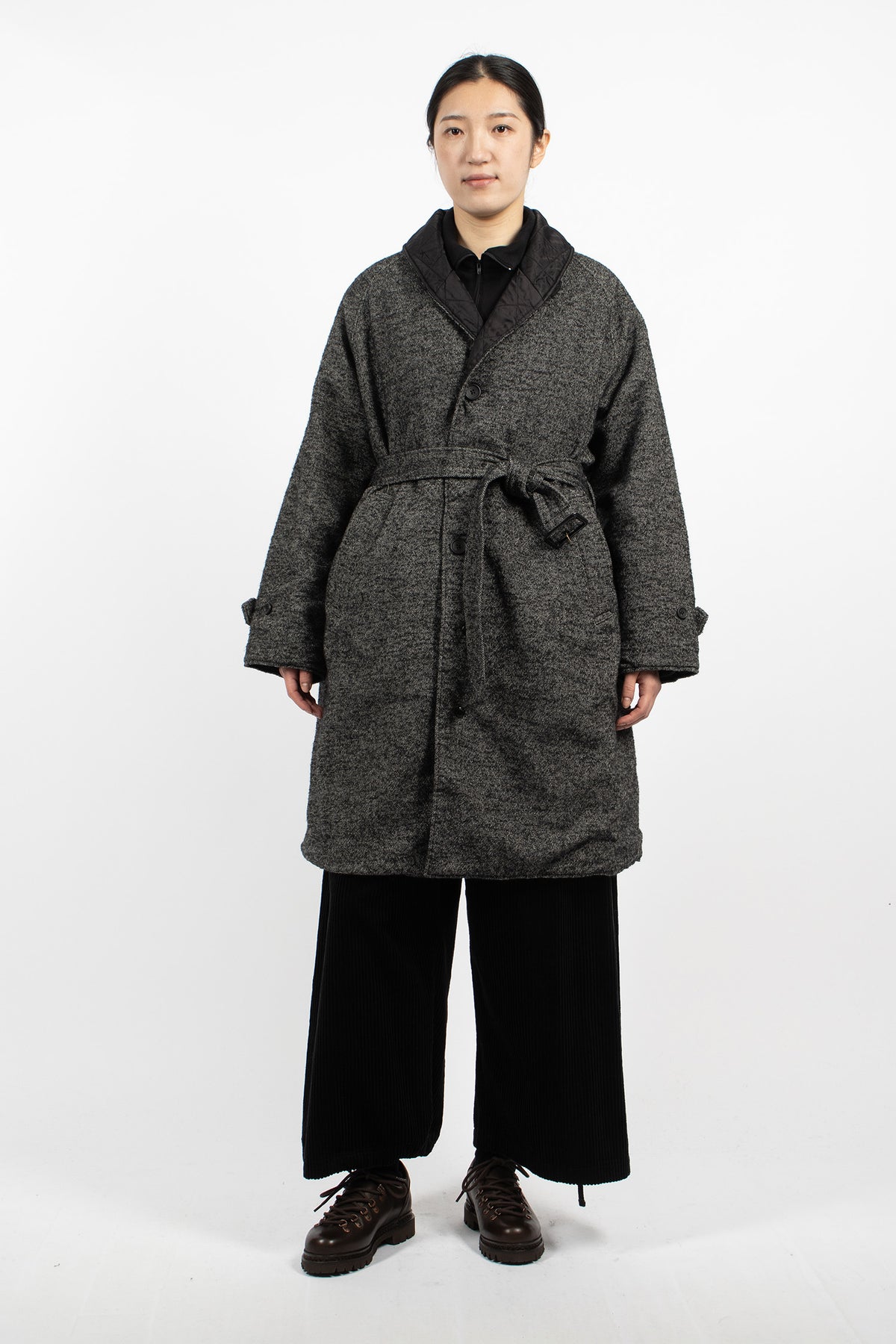 Shawl Collar Reversible Coat Charcoal/Black