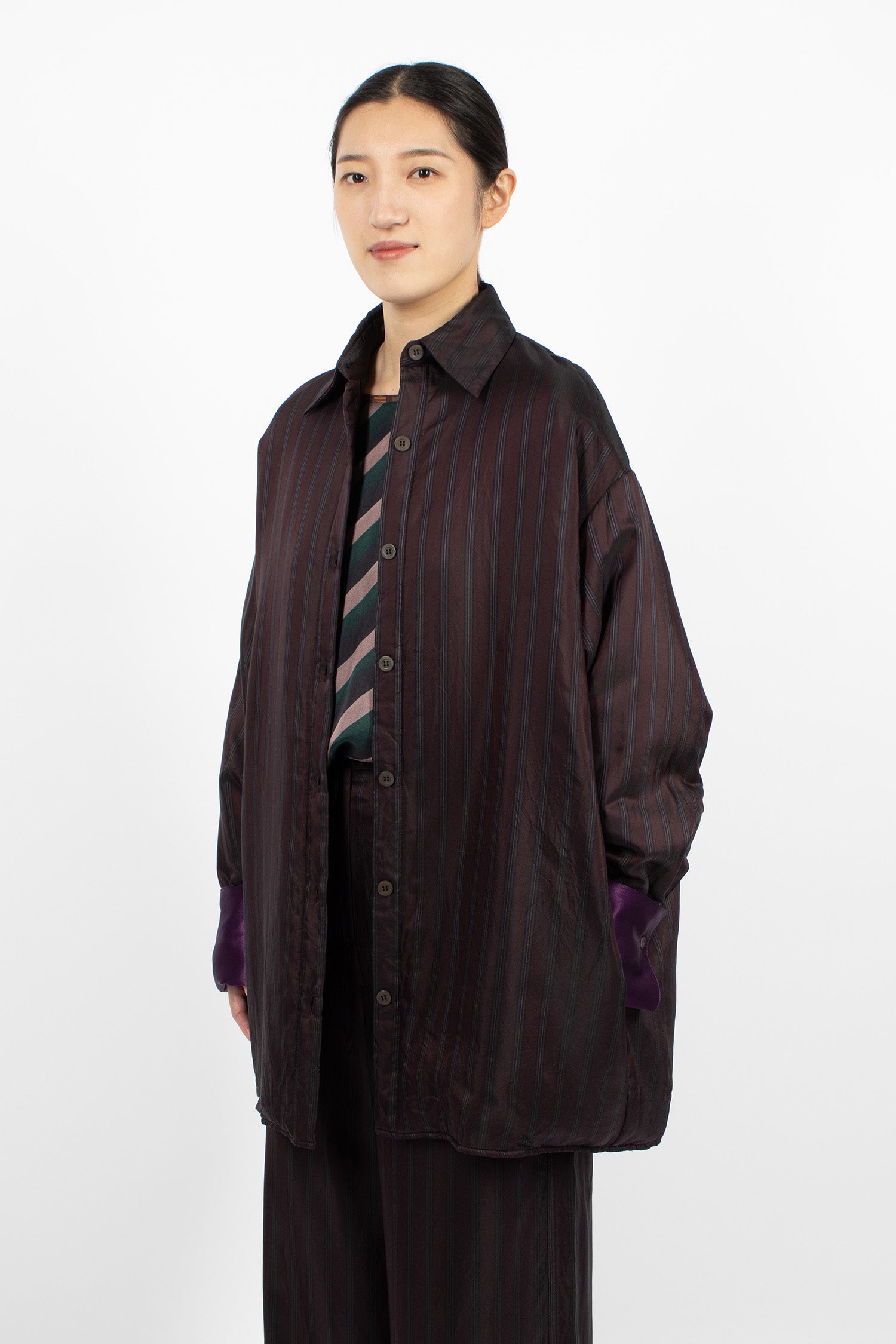Oversized Padded Shirt Burgundy