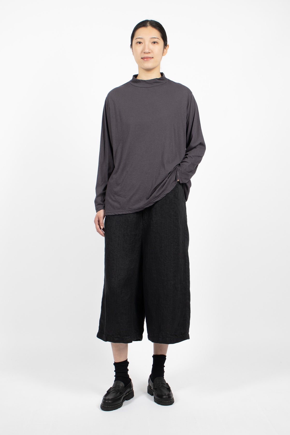 Wide Linen Culottes Black