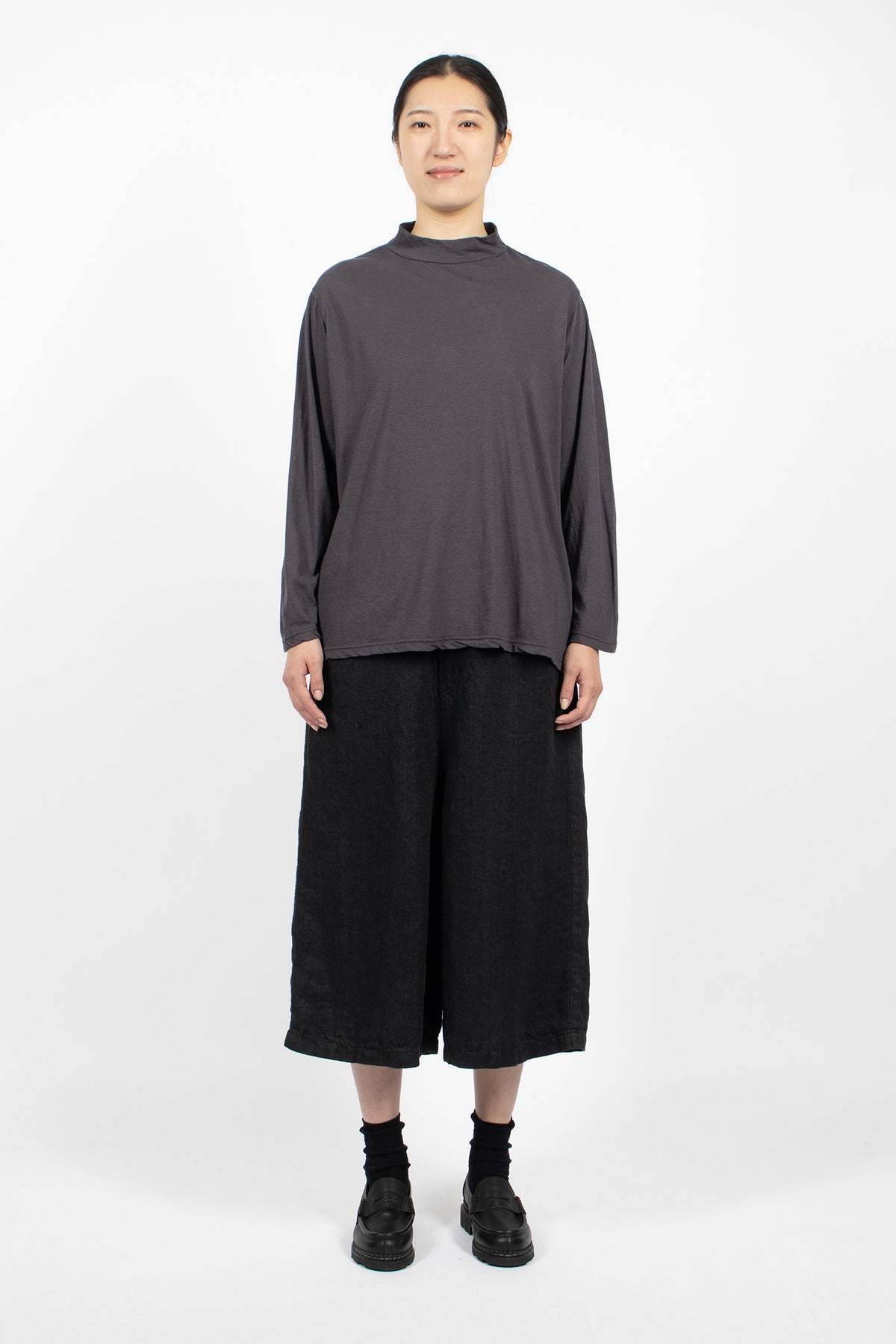 Wide Linen Culottes Black