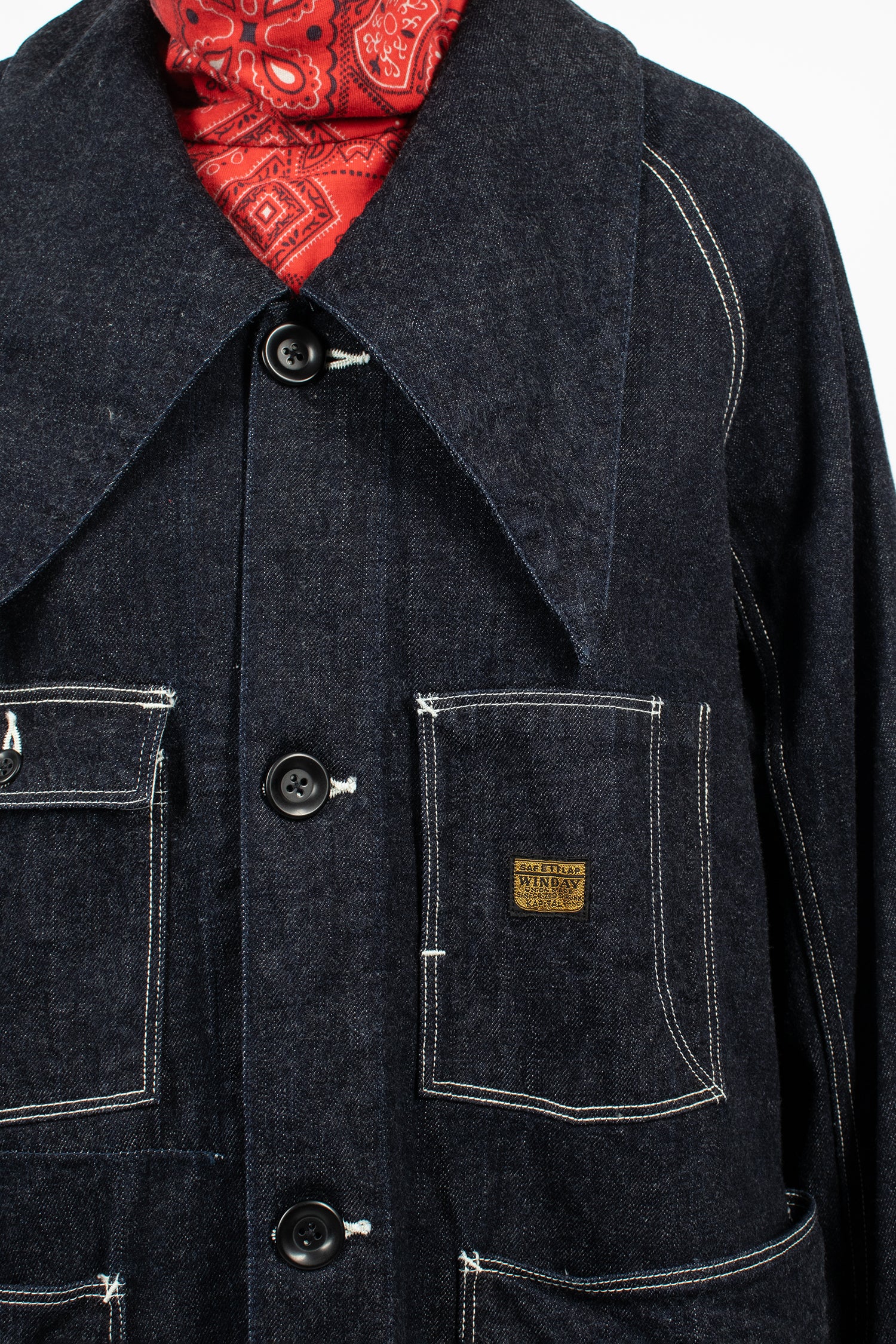 Large Pointed Collar Bell Coverall Indigo