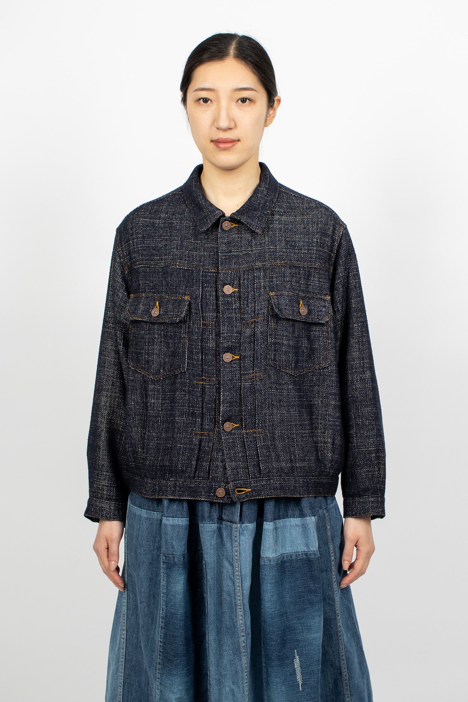101X Woven Denim Silk Jacket Navy