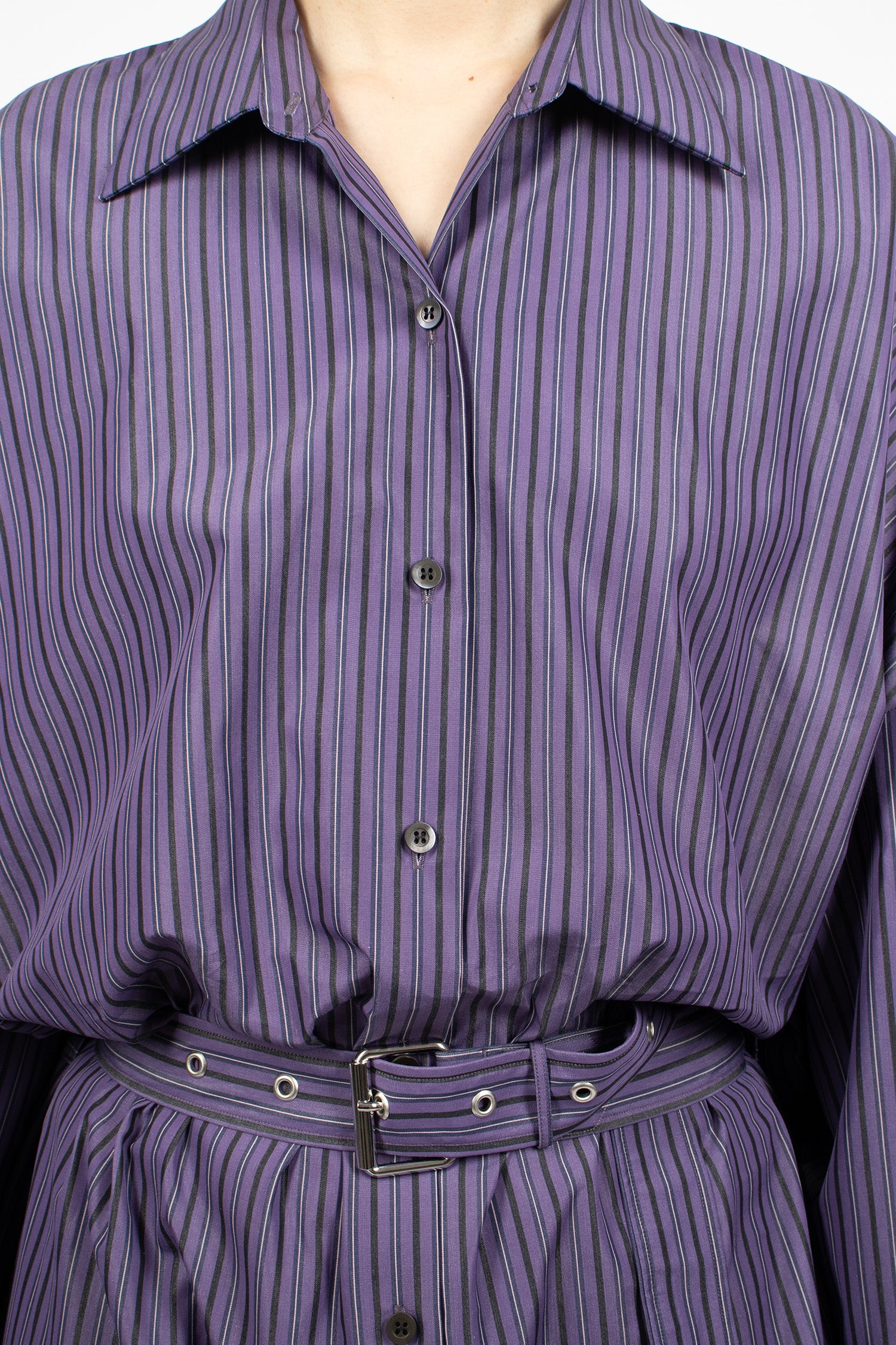 Belted Shirt Dress Steel