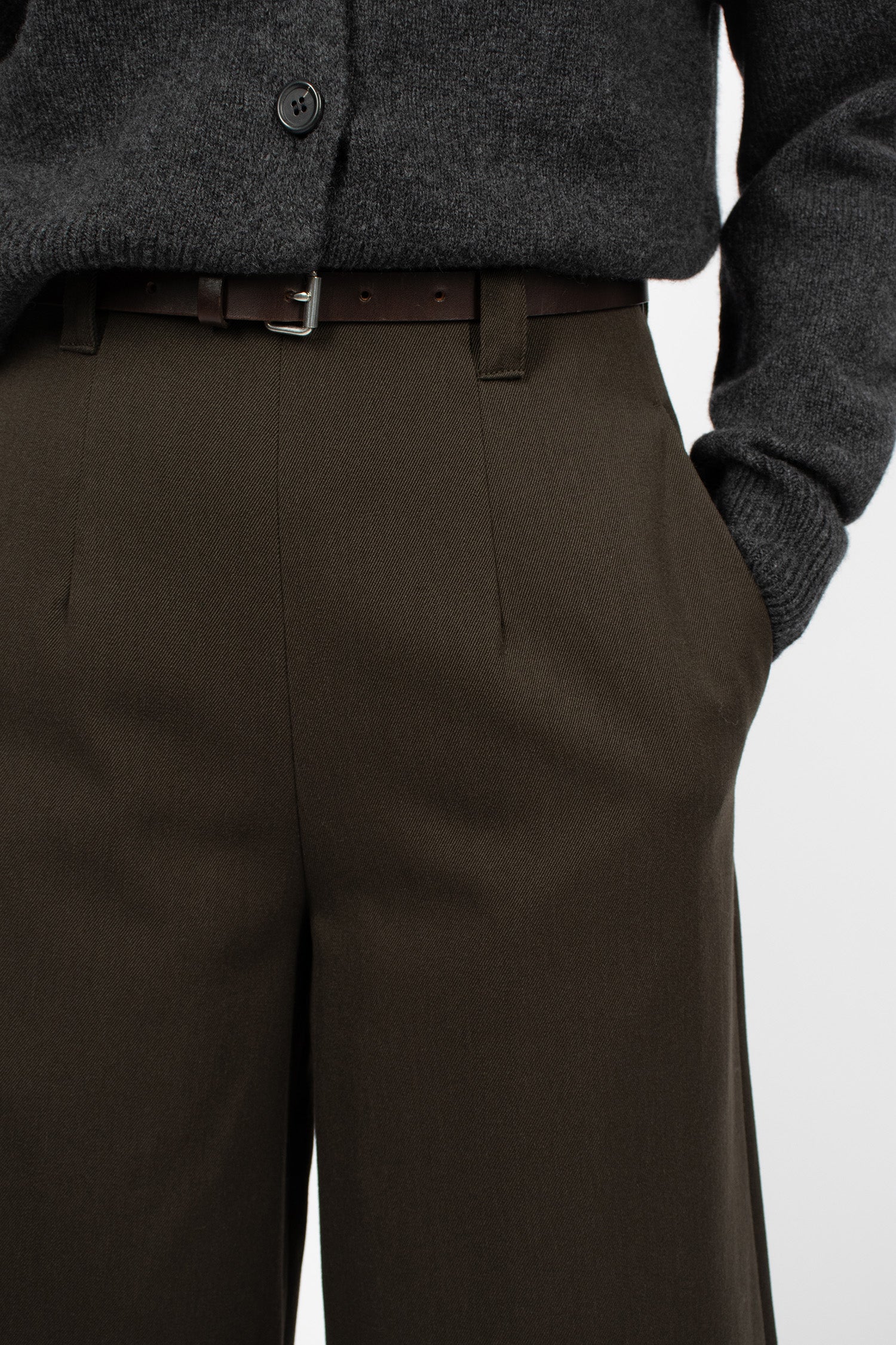 Flat Front Culottes Dark Olive