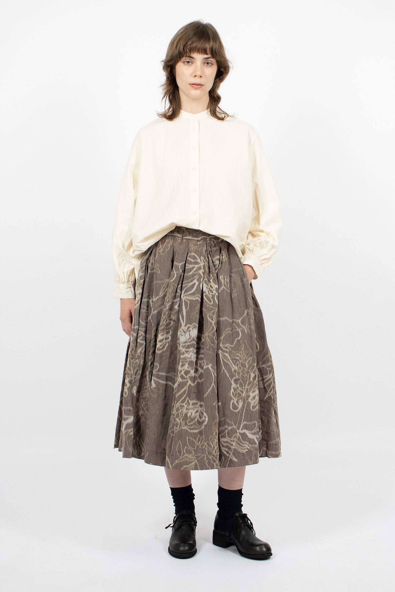 Double Rideaux Skirt Ikat Dark Brown