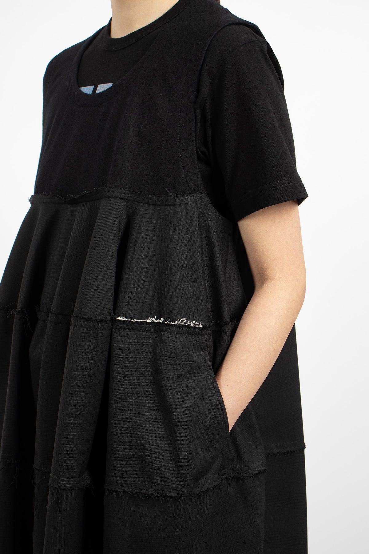 J-Skirt Frayed Hem Dress Black