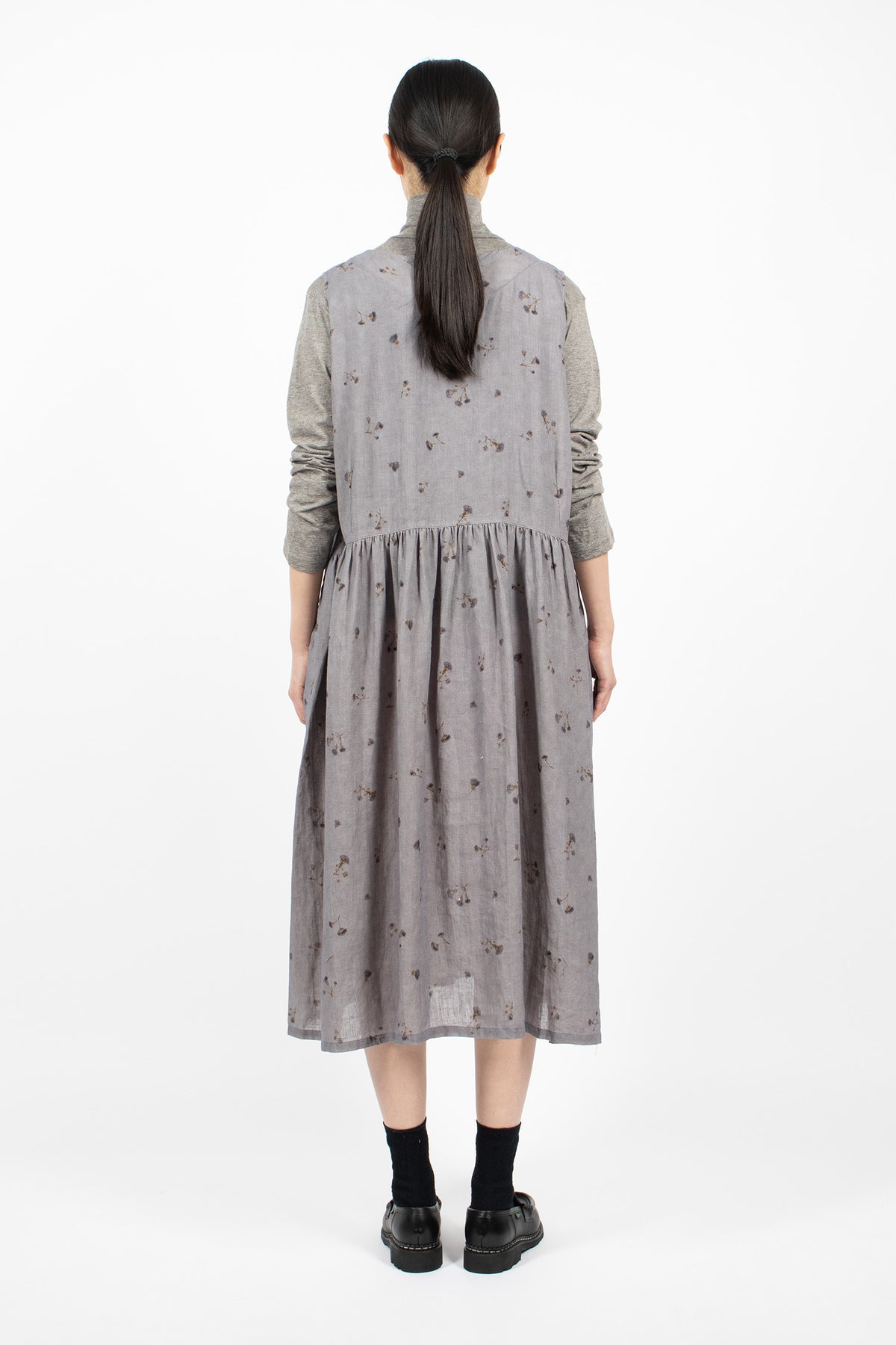 Wildflower Print Sleeveless Dress Grey Blue