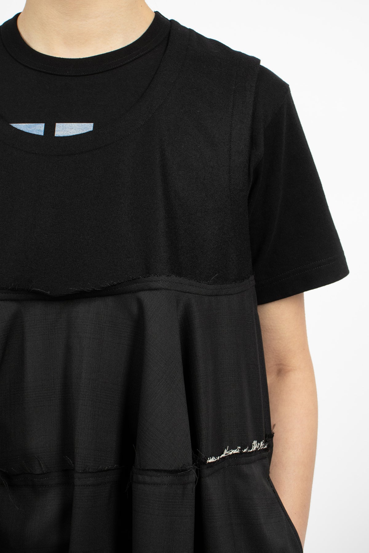J-Skirt Frayed Hem Dress Black