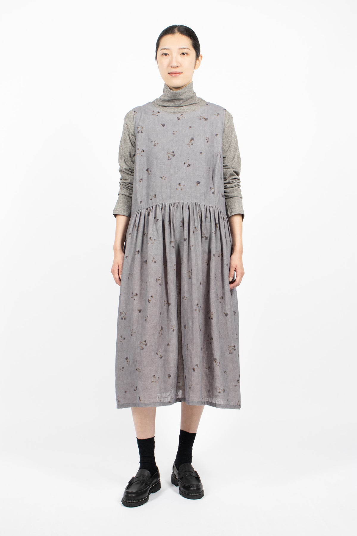 Wildflower Print Sleeveless Dress Grey Blue