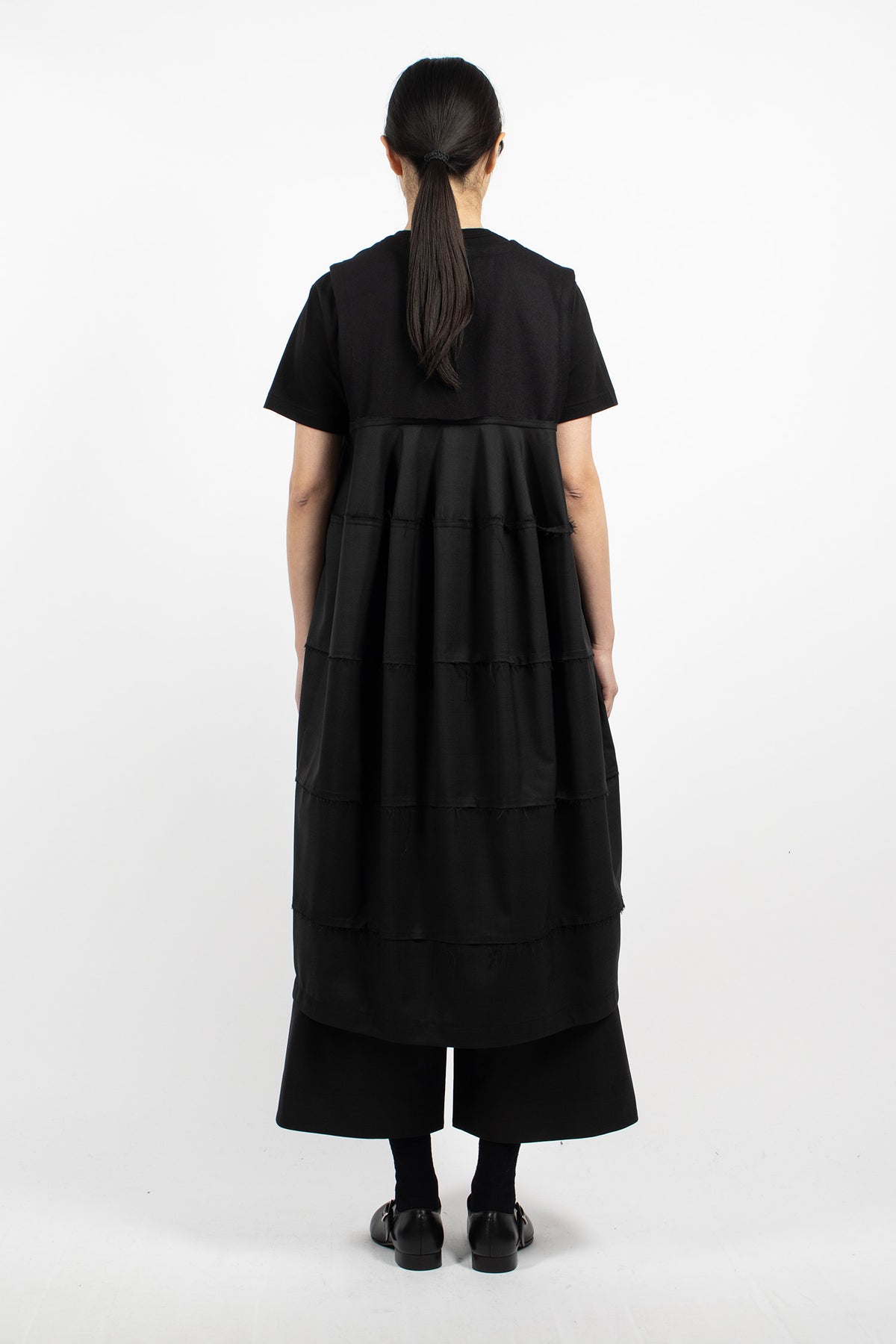 J-Skirt Frayed Hem Dress Black