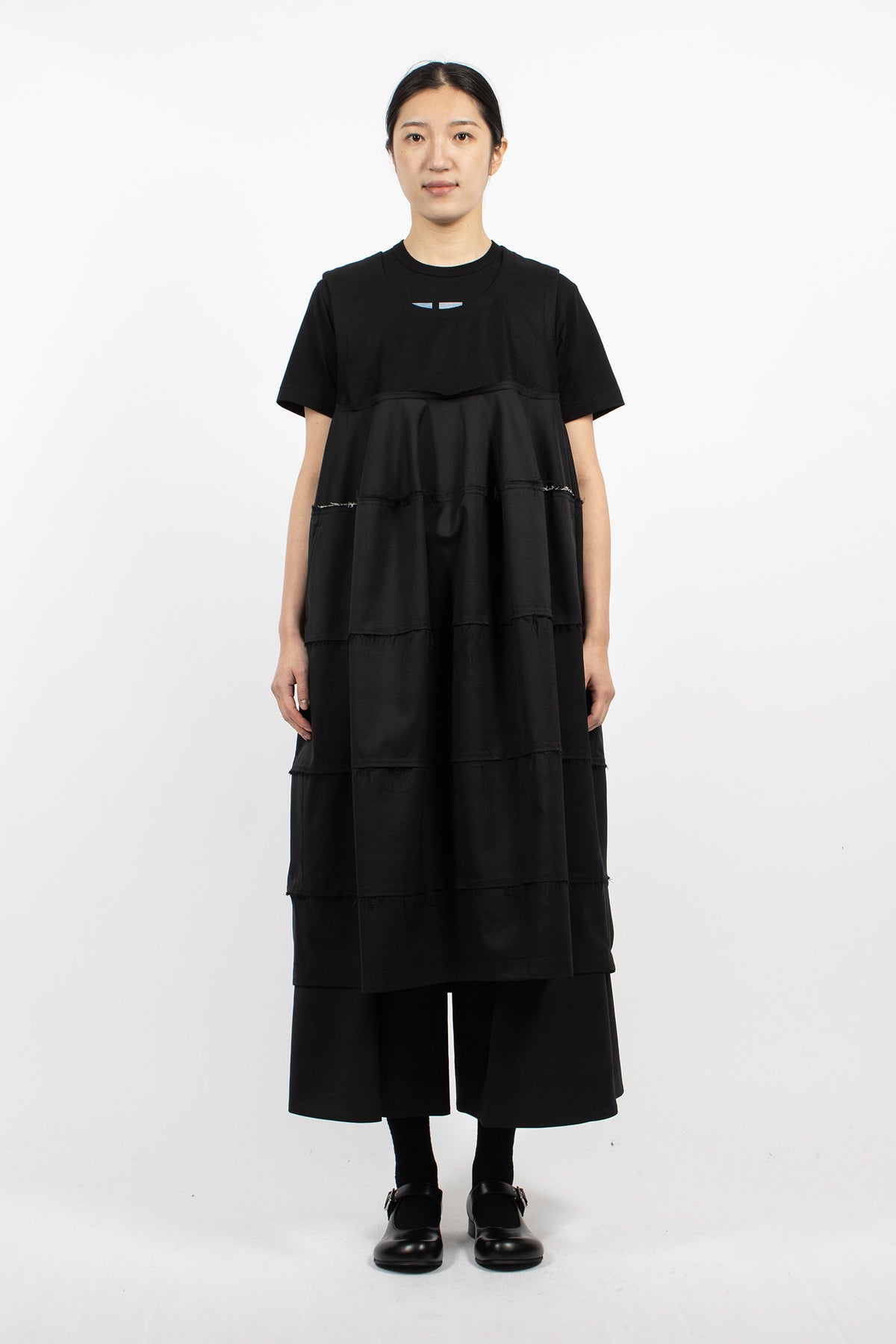 J-Skirt Frayed Hem Dress Black