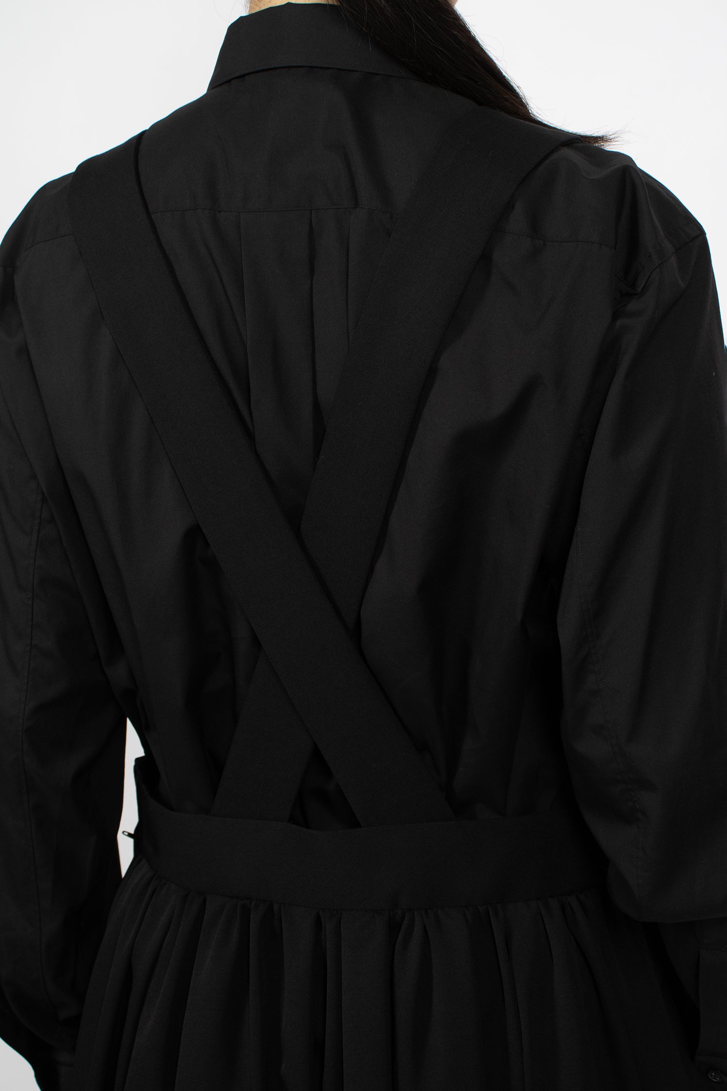 Ruffled Pinafore Dress Black