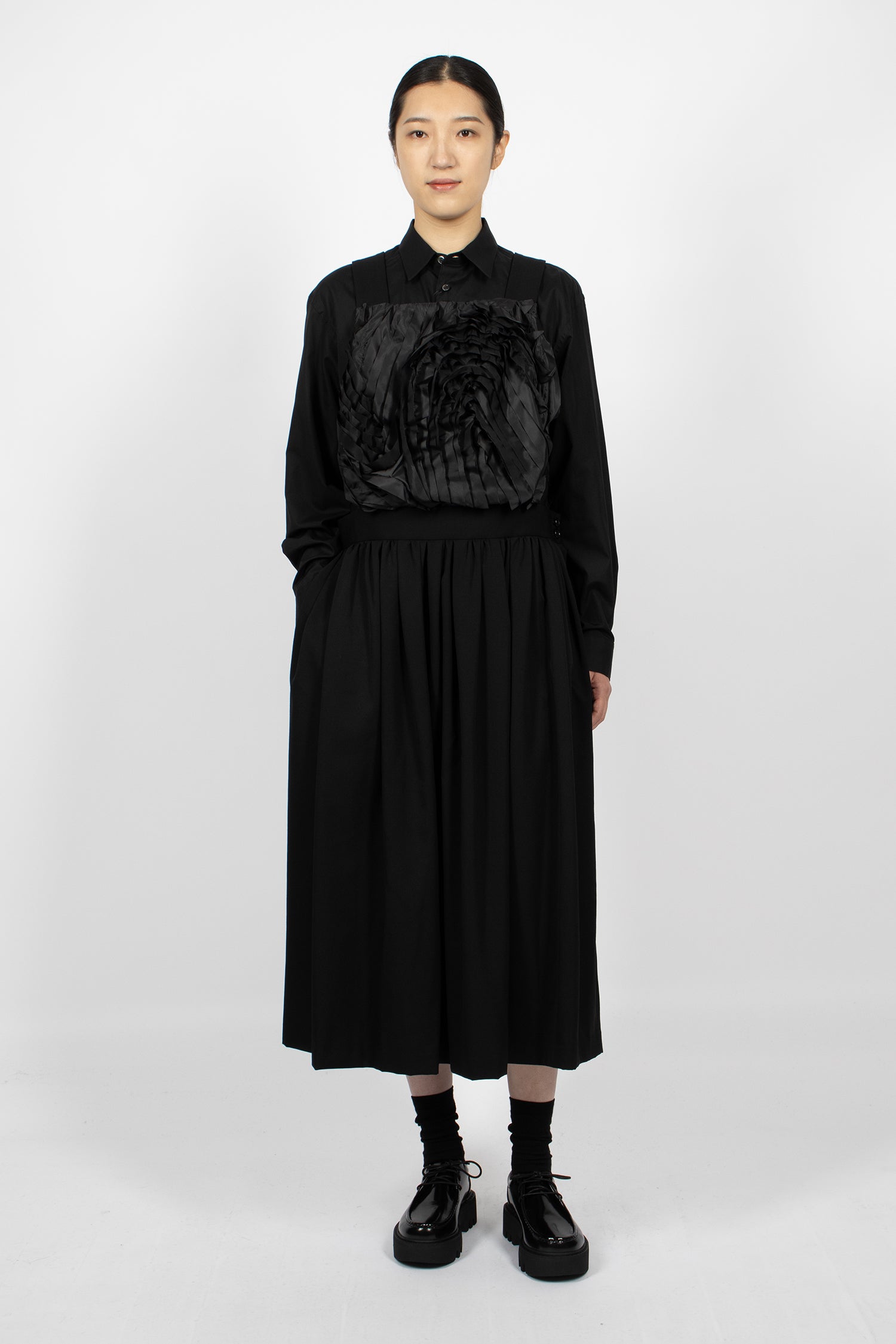 Ruffled Pinafore Dress Black