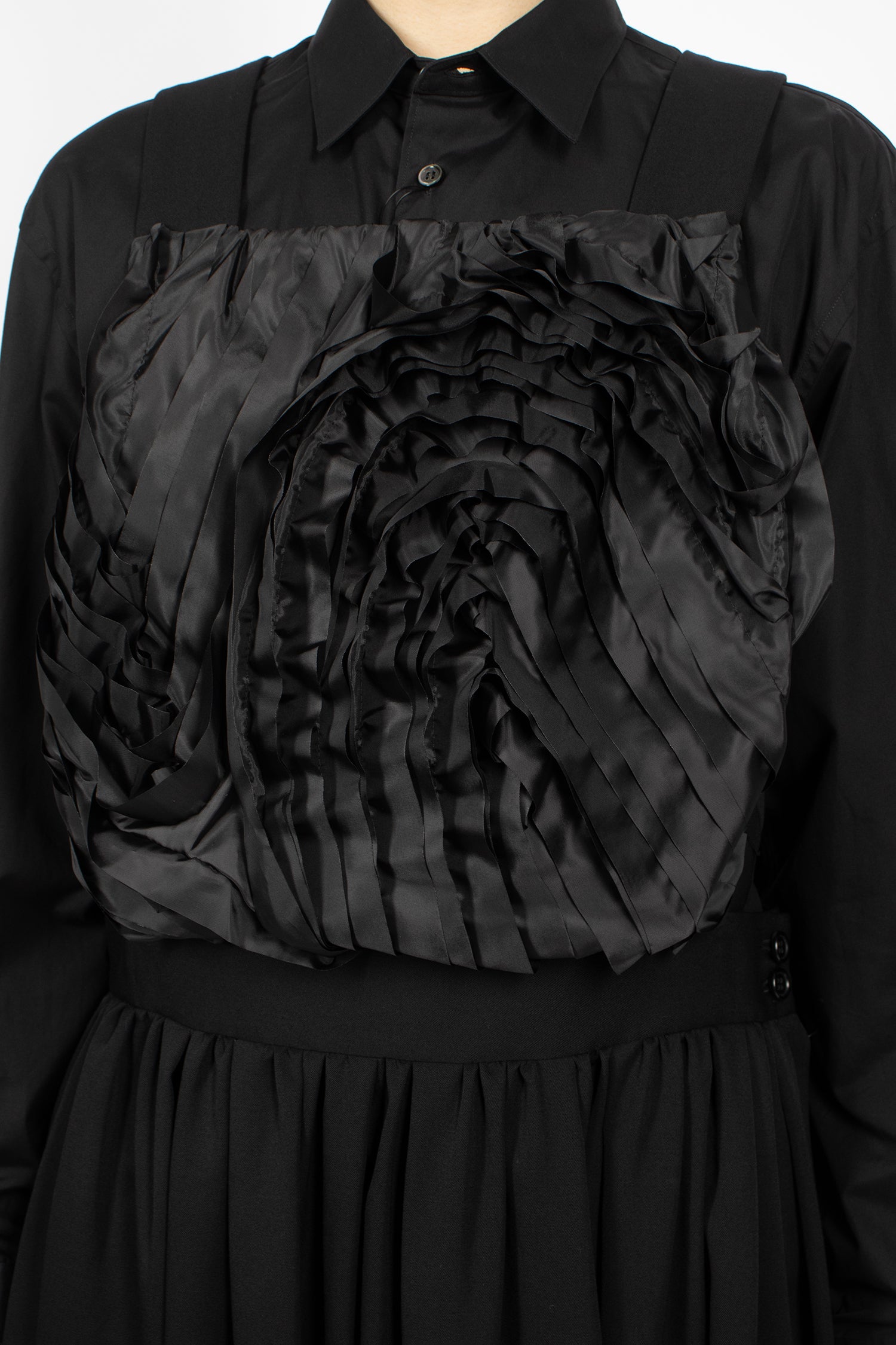 Ruffled Pinafore Dress Black