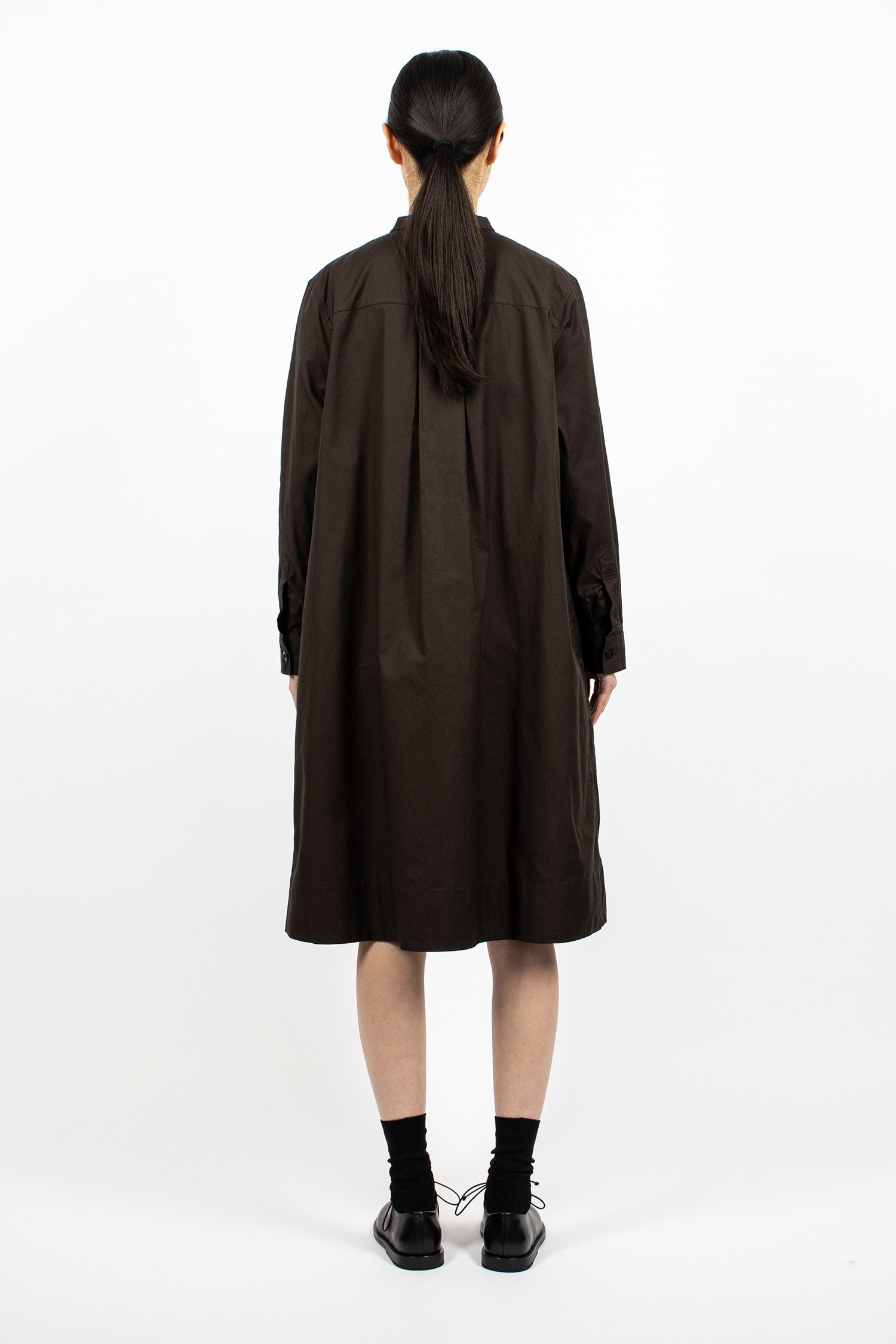 Collarless Swing Dress Ebony