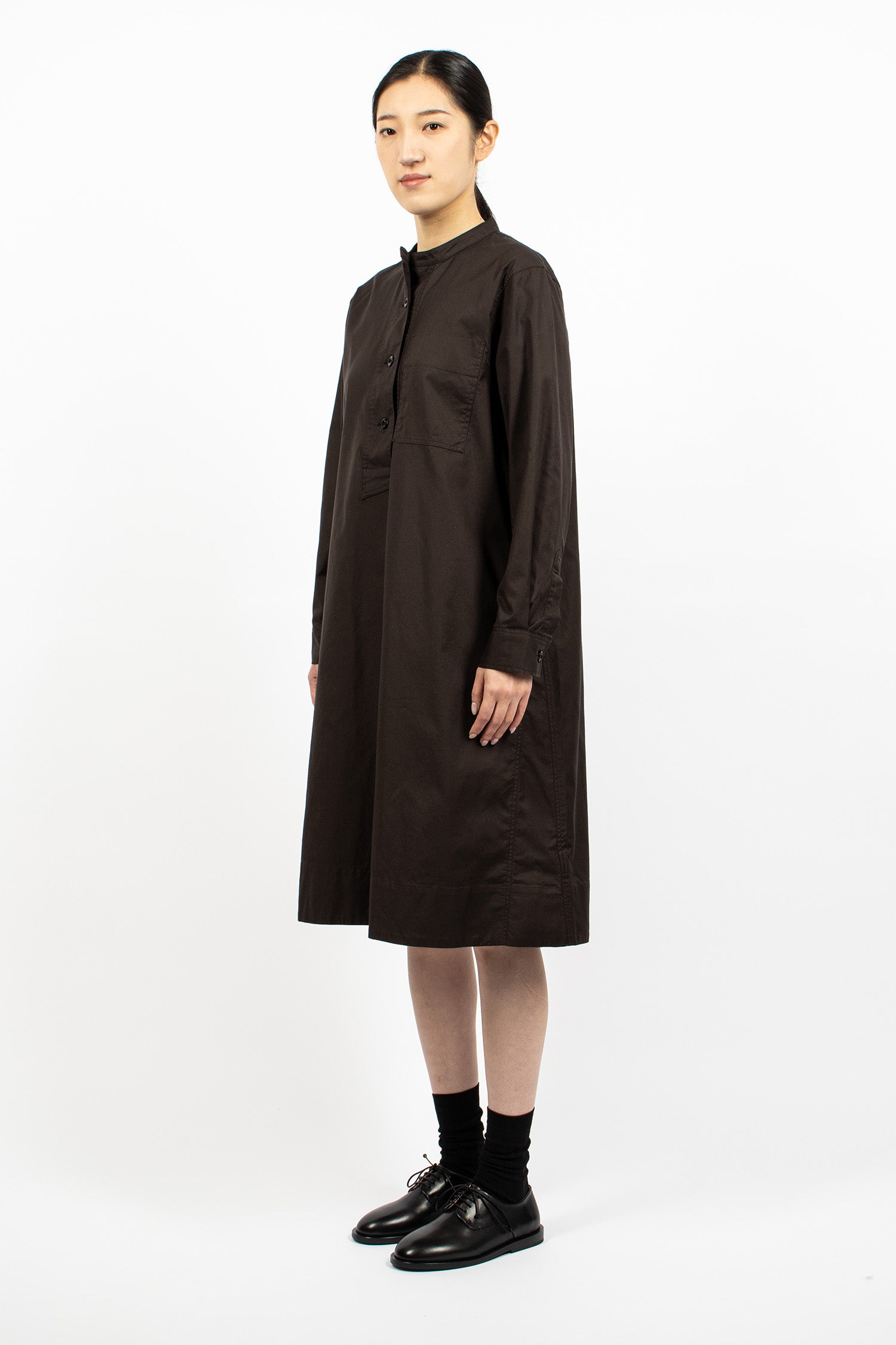 Collarless Swing Dress Ebony