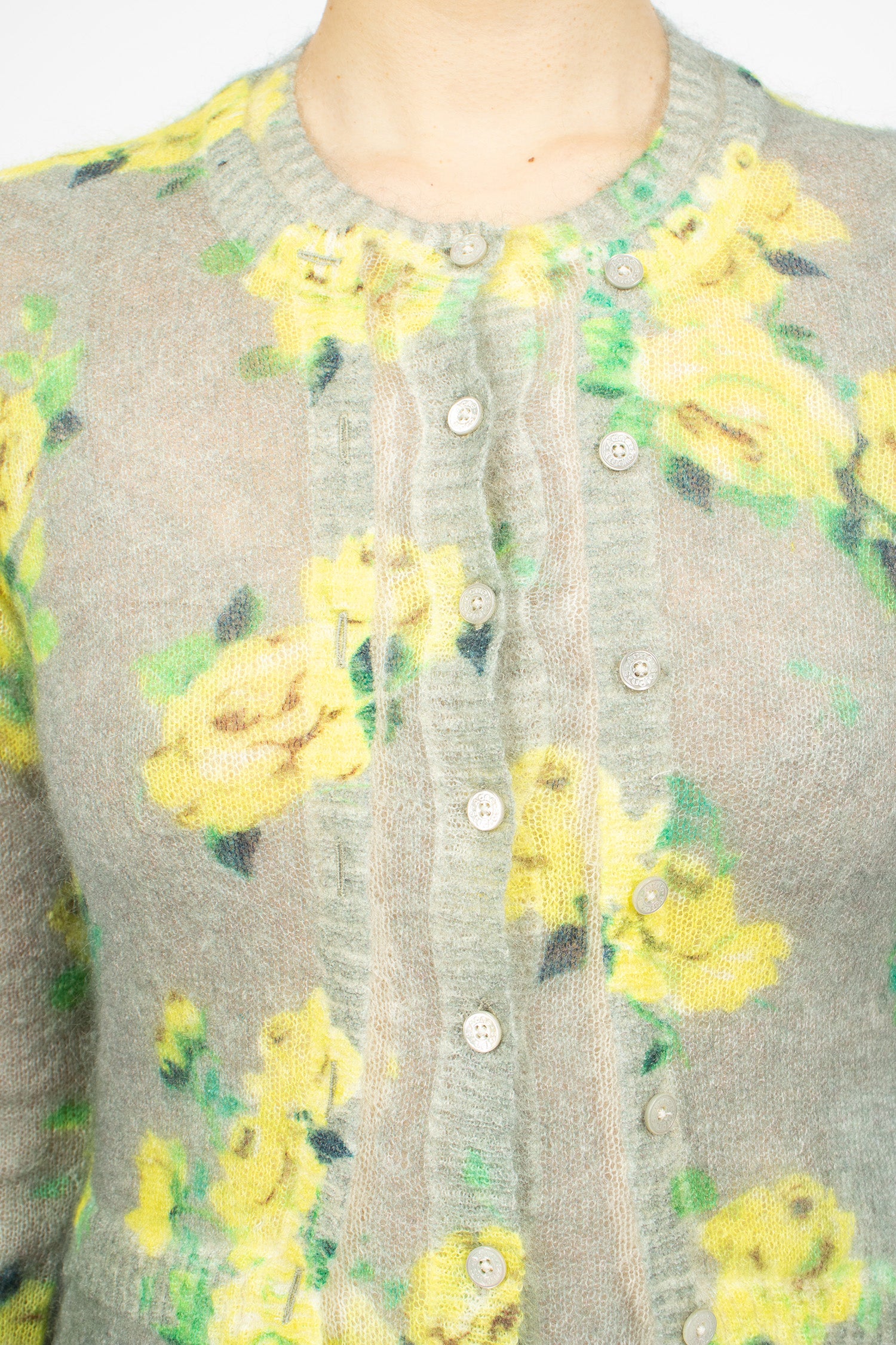 Layered Mohair Cardigan Grey/Multi