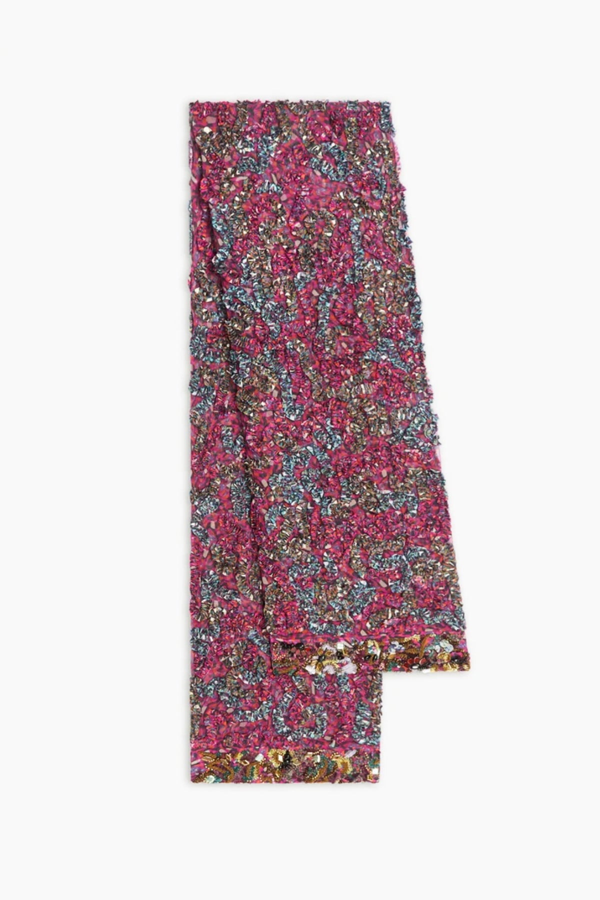 Embroidered Viscose Scarf Fuchsia
