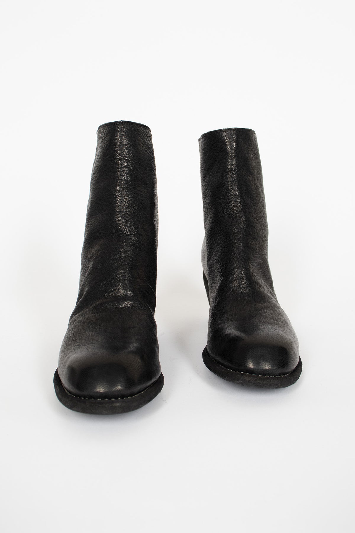 SB06D Full Grain Cuban Heel Back Zip Boot BLKT