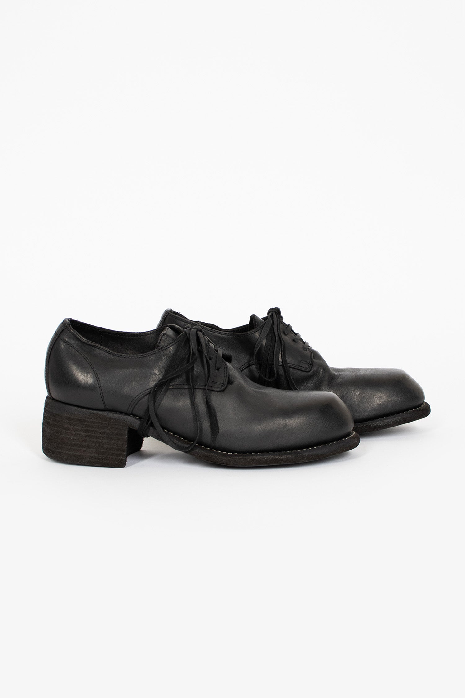 NB02 Chunky Heel Derby BLKT
