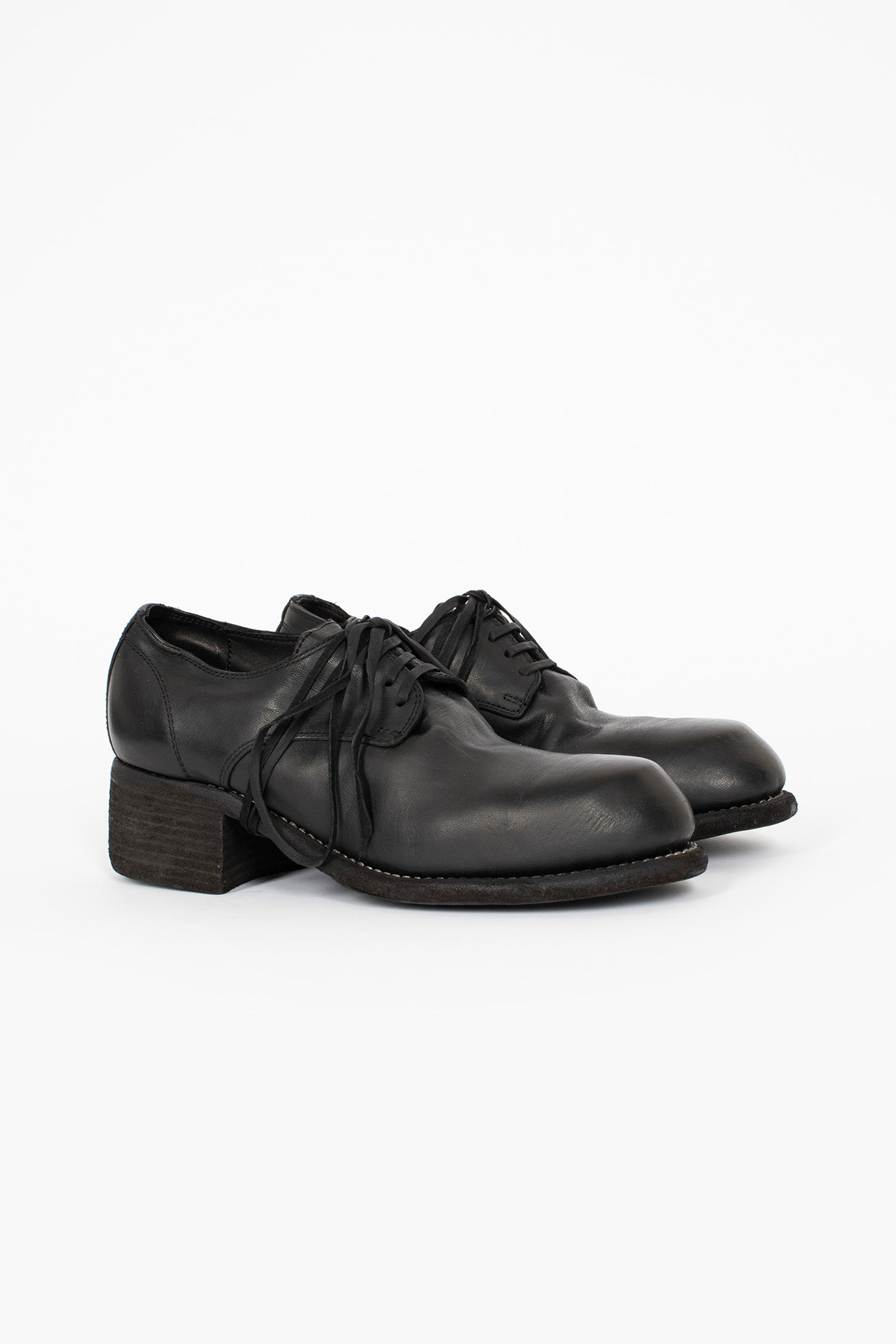 NB02 Chunky Heel Derby BLKT