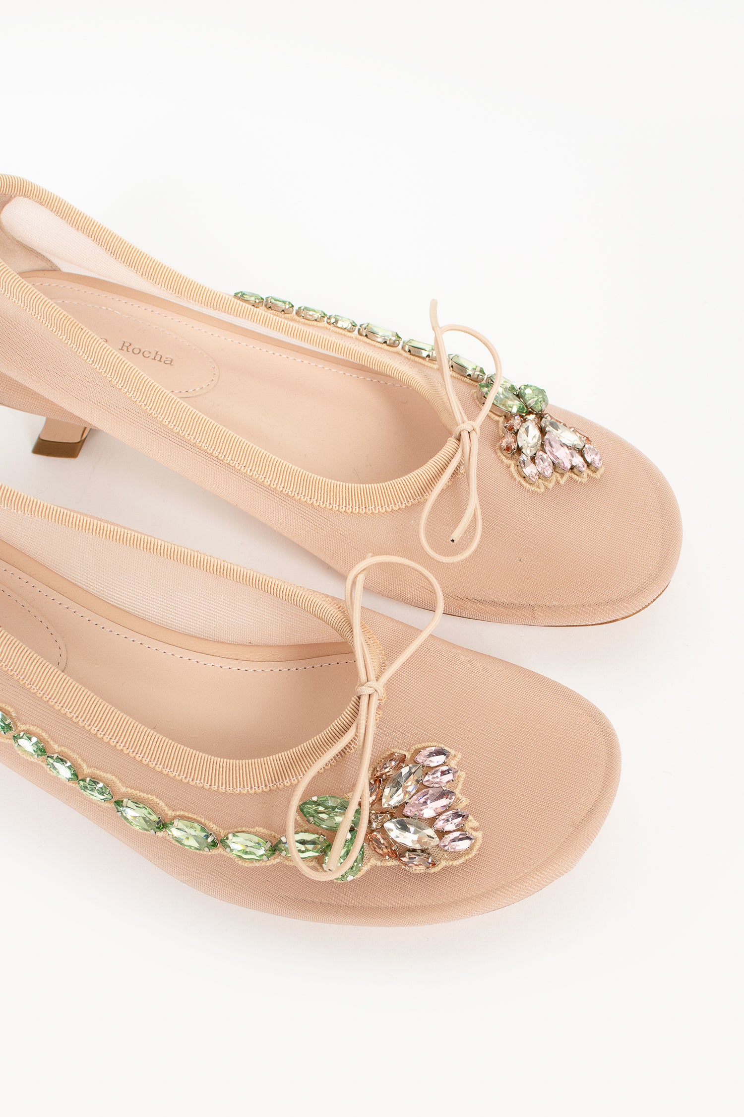 Mesh Embroidery Ballerina Heel Nude/Pink