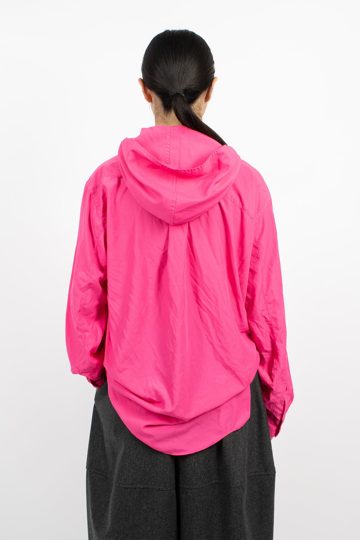 Asymmetrical Hooded Blouse Pink