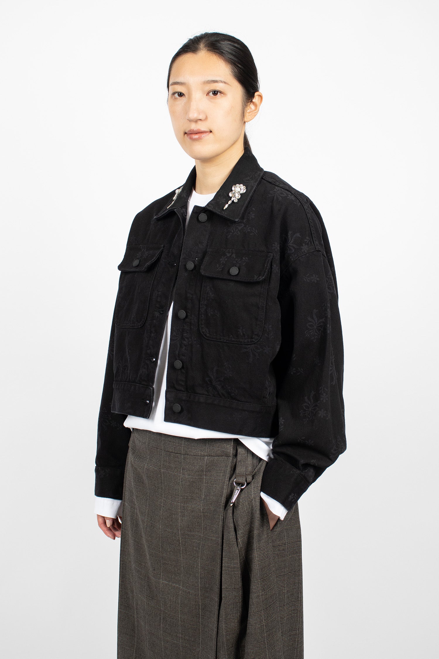 Cropped Pocket Workwear Jacket Black/Pearl/Clear