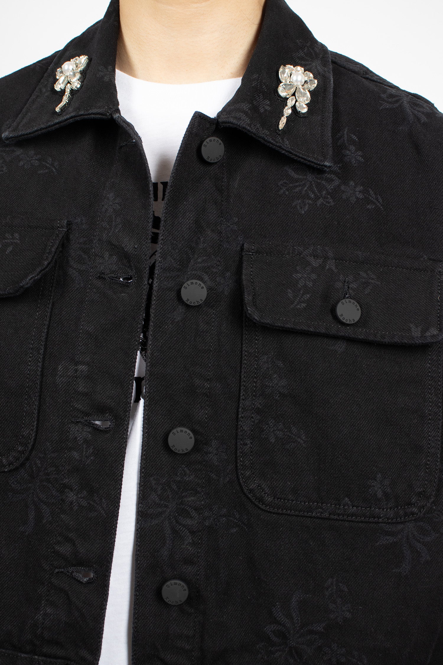 Cropped Pocket Workwear Jacket Black/Pearl/Clear