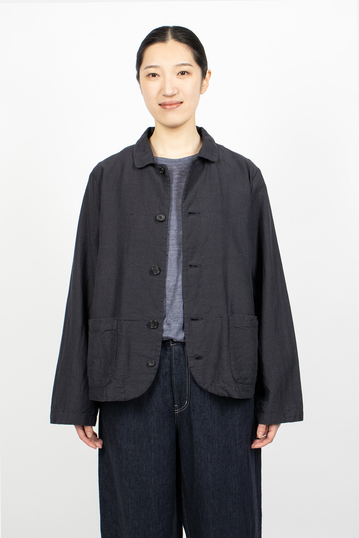 Linen Cotton Ramie Jacket Navy