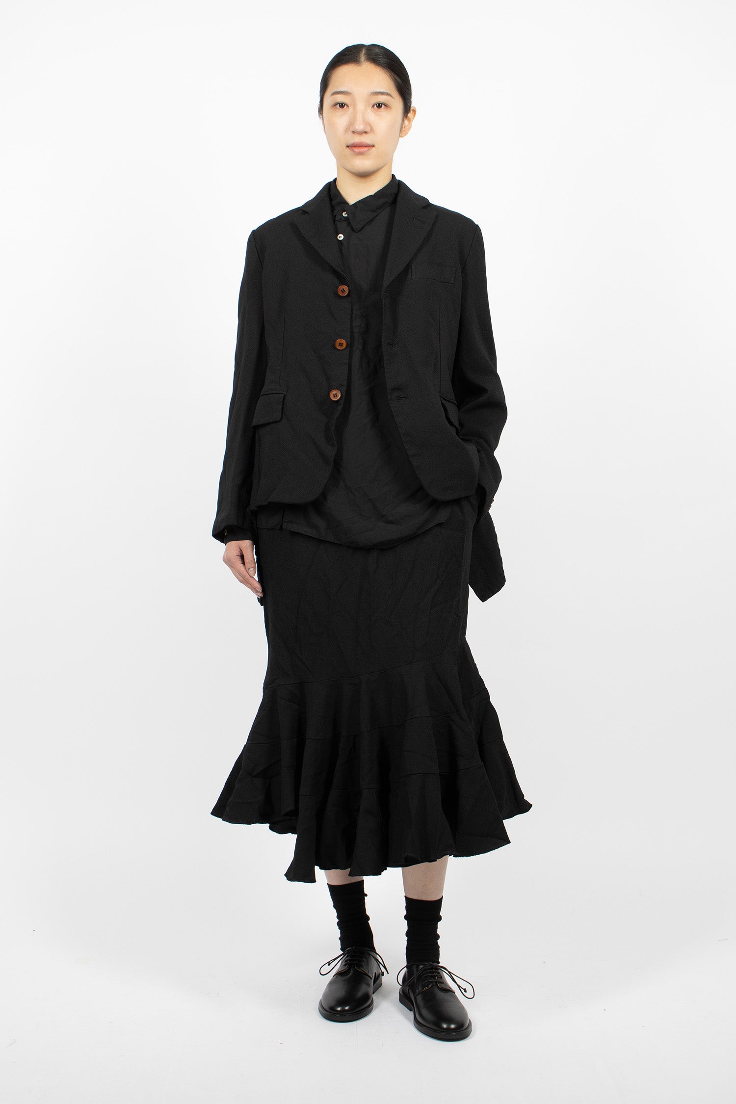 Draped Panel Twill Jacket Black