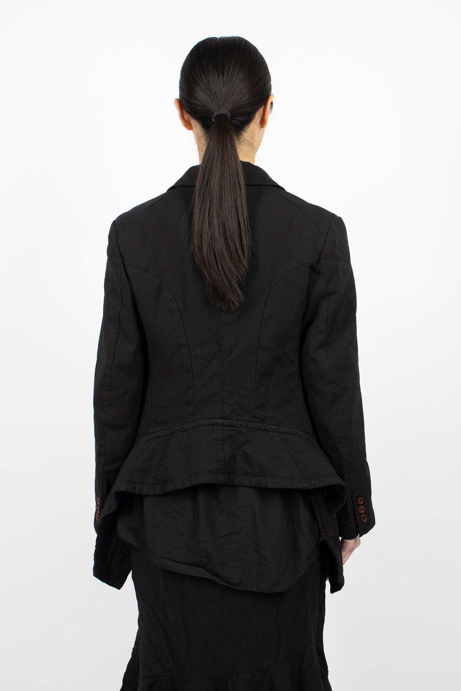 Draped Panel Twill Jacket Black