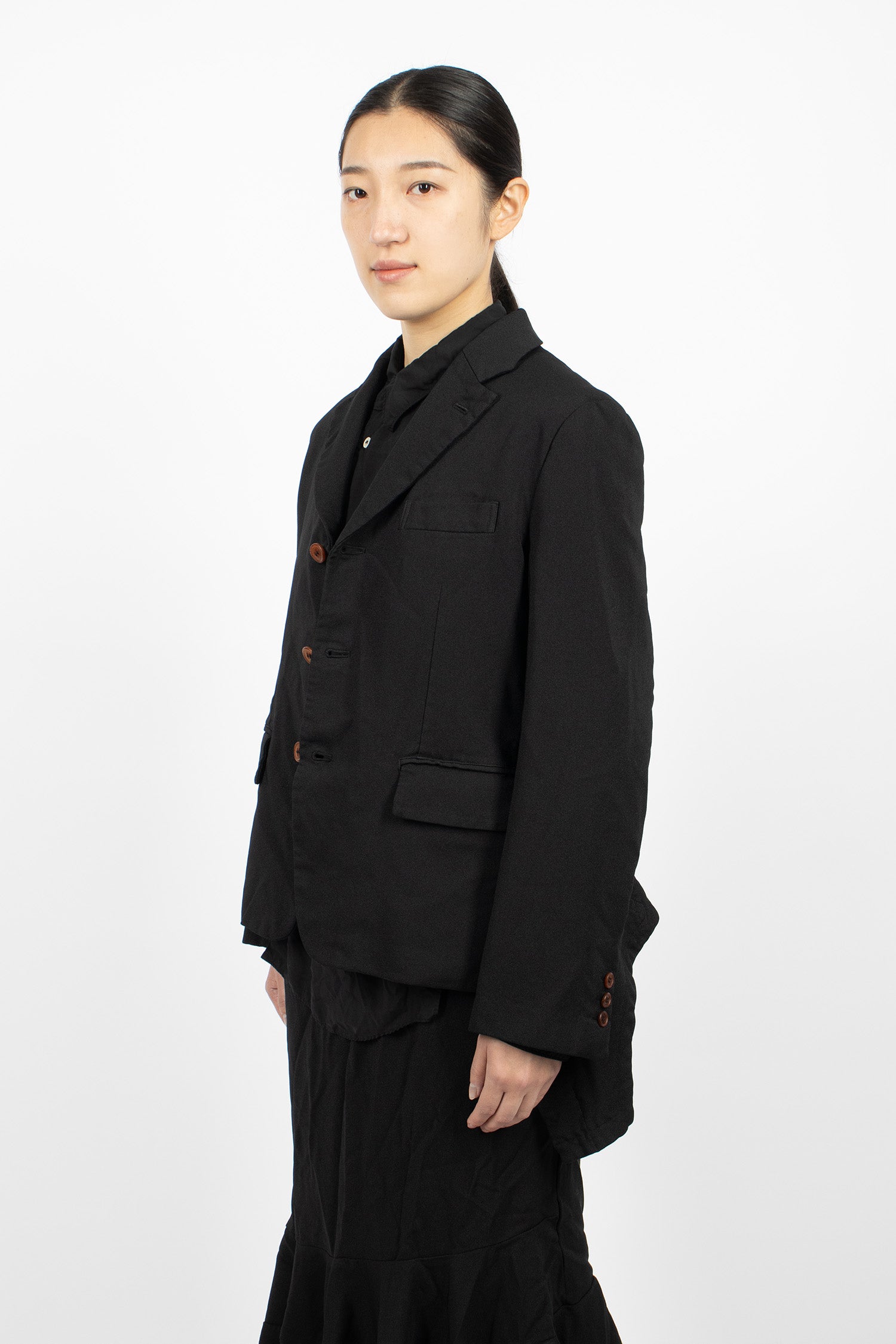 Draped Panel Twill Jacket Black