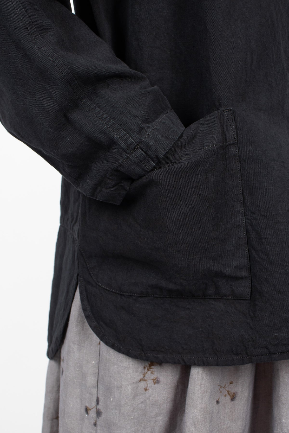 Linen Blend Twill Blouson Dark Charcoal