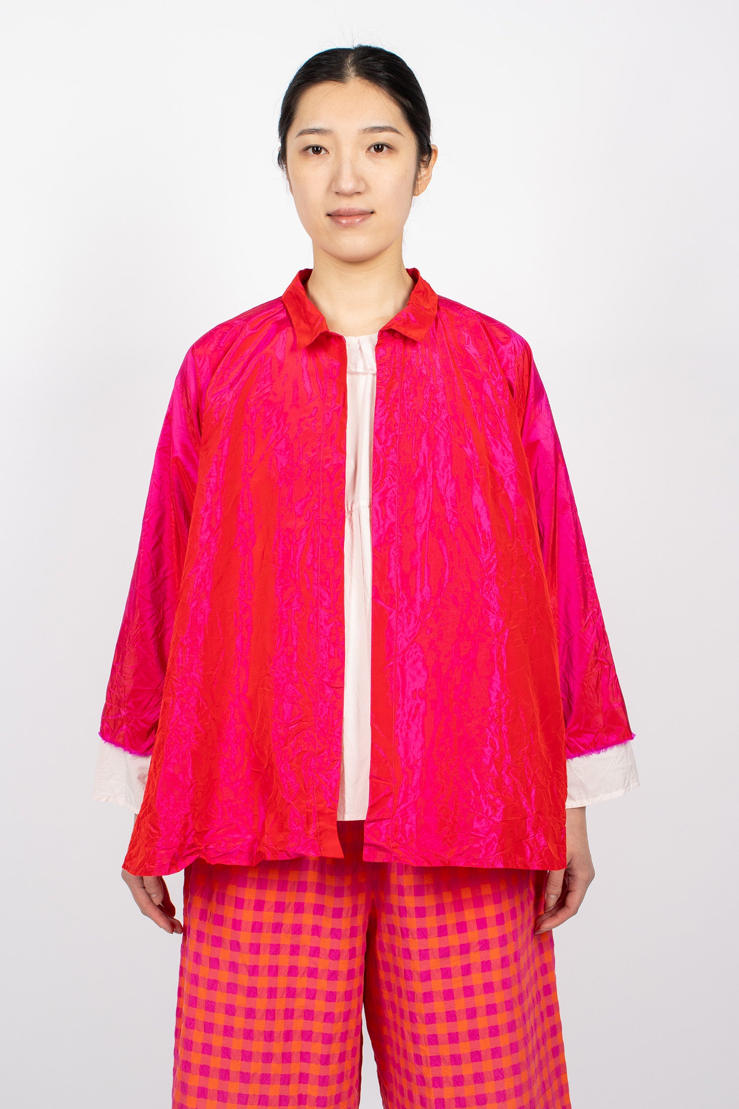 Washed Silk Jacket Fuchsia Red