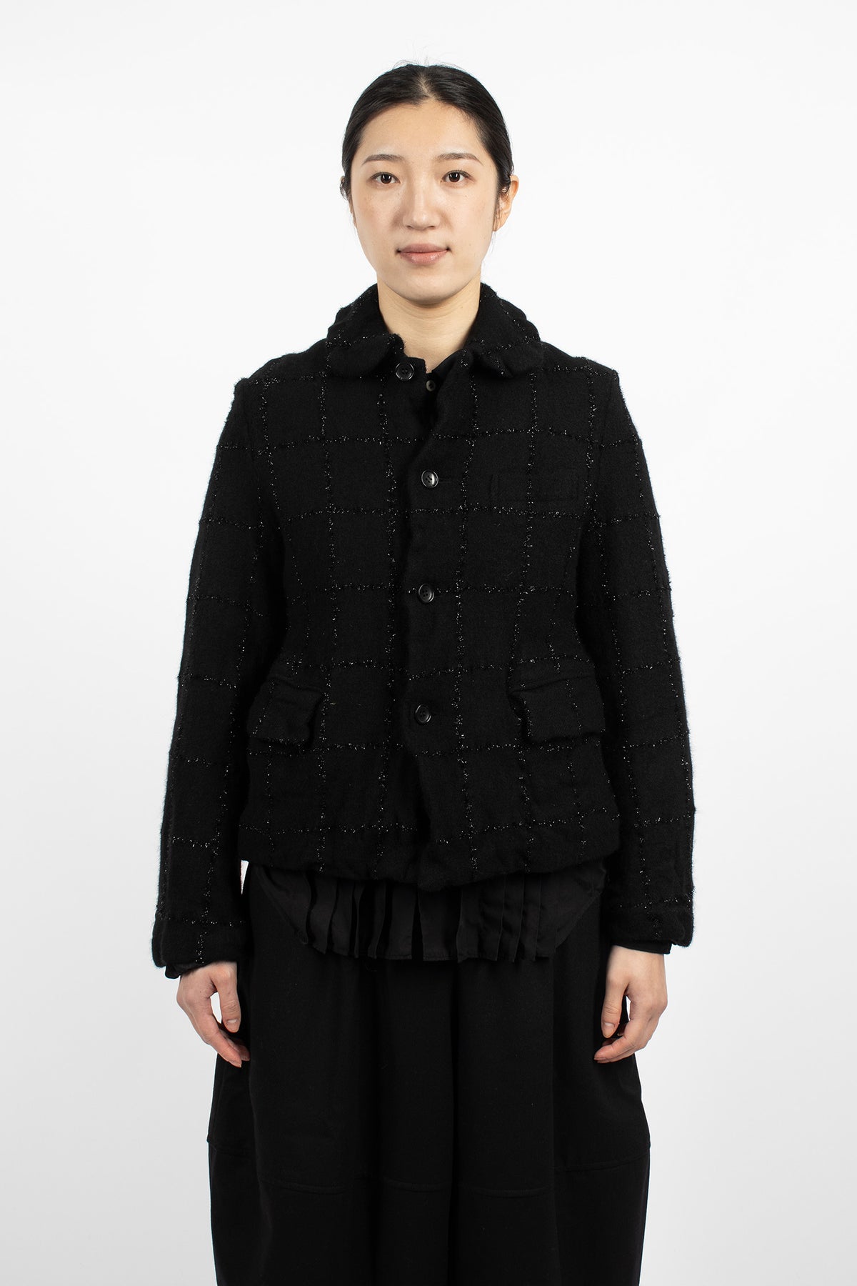 Tinsel Check Wool Jacket Black