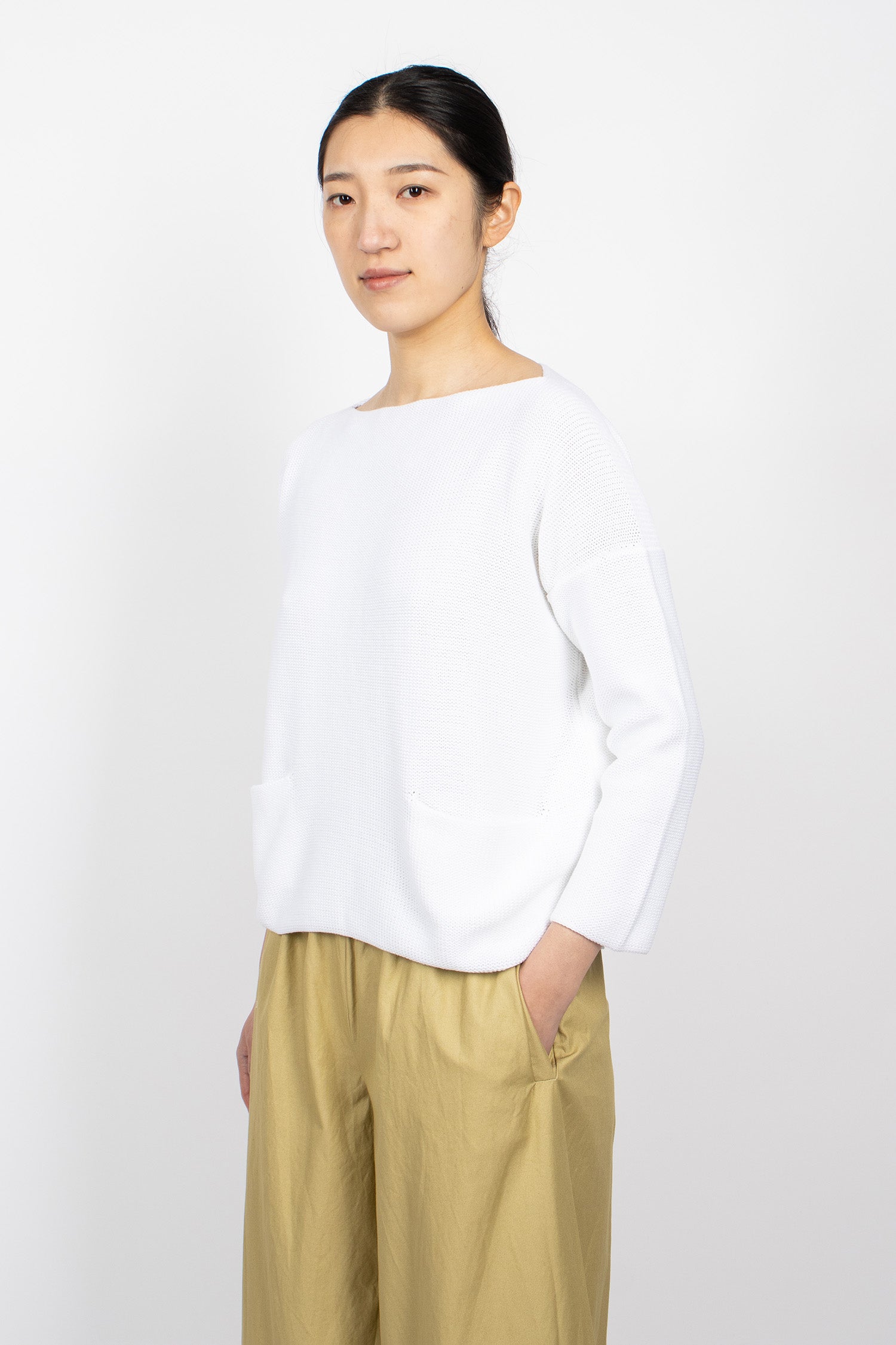 Knit Boatneck Sweater 5 White