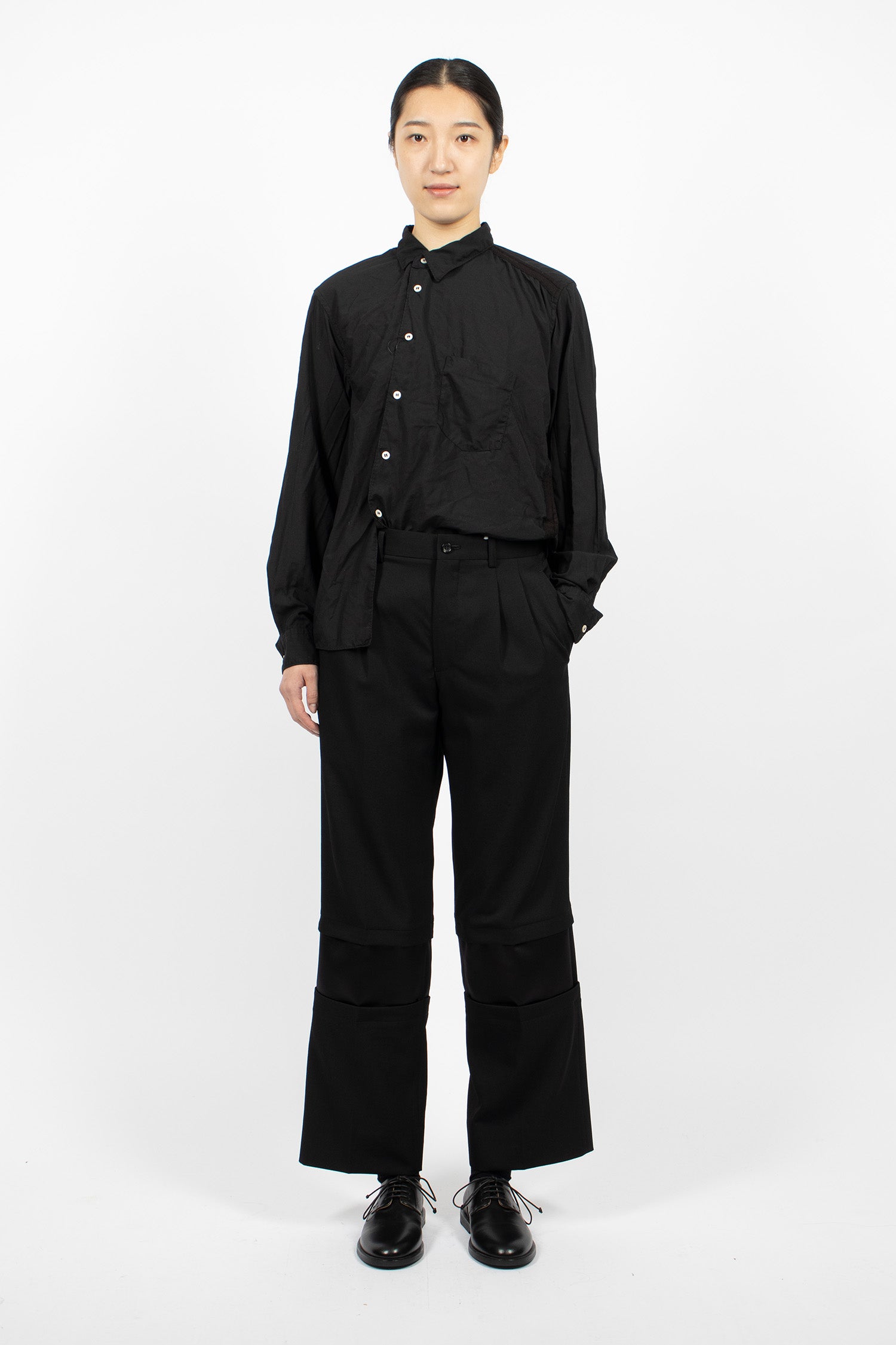Panel Wool Twill Pants Black/Black