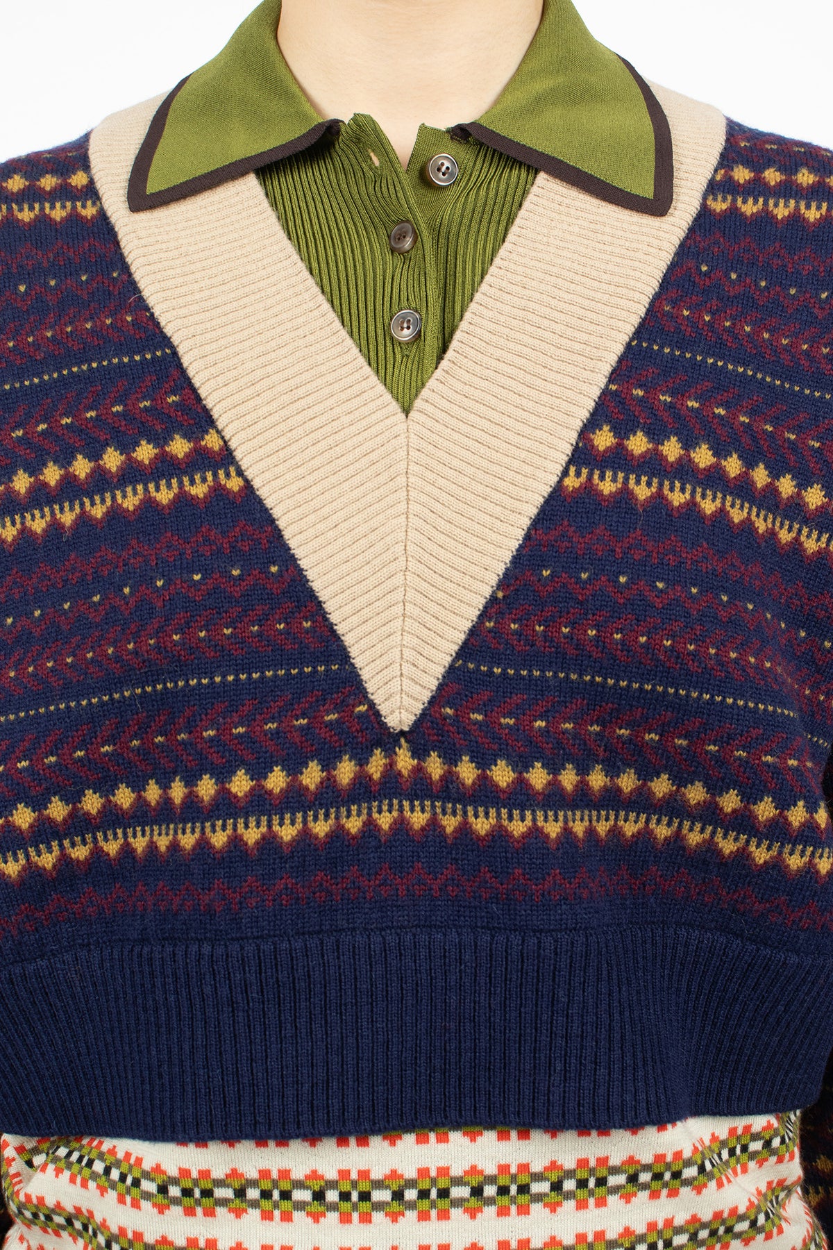 Boxy Layered Wool Sweater Navy